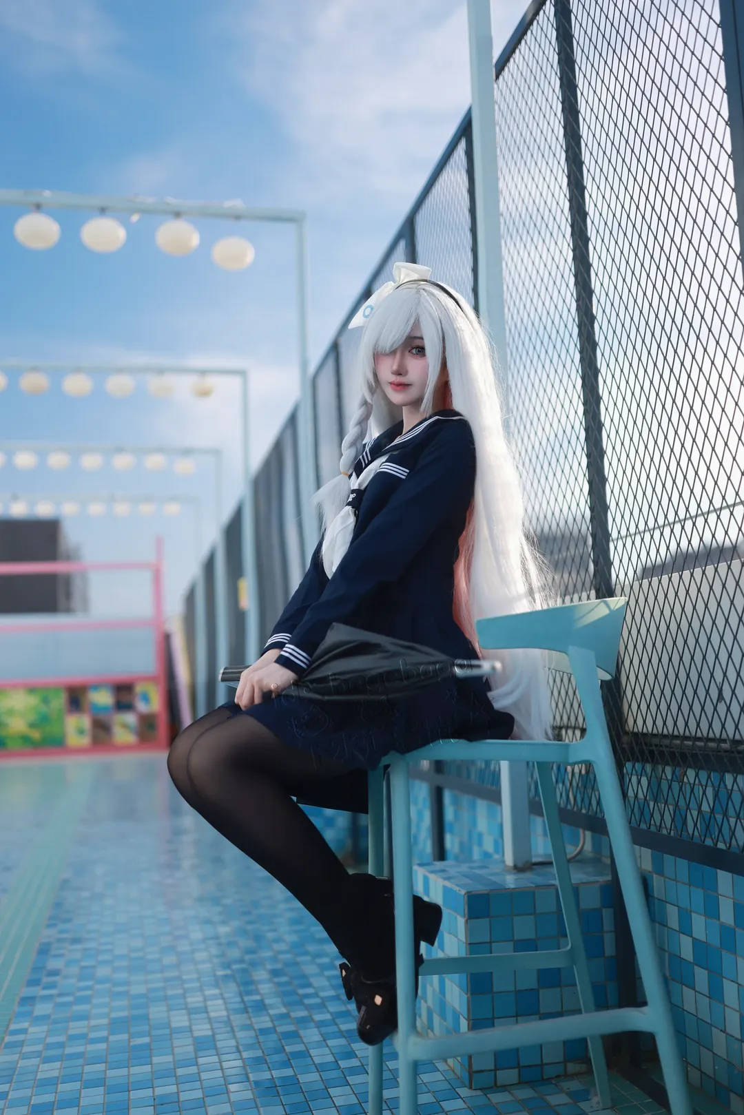 【普拉娜cos】碧蓝档案天台的蓝白交错时光 - 第 1 张