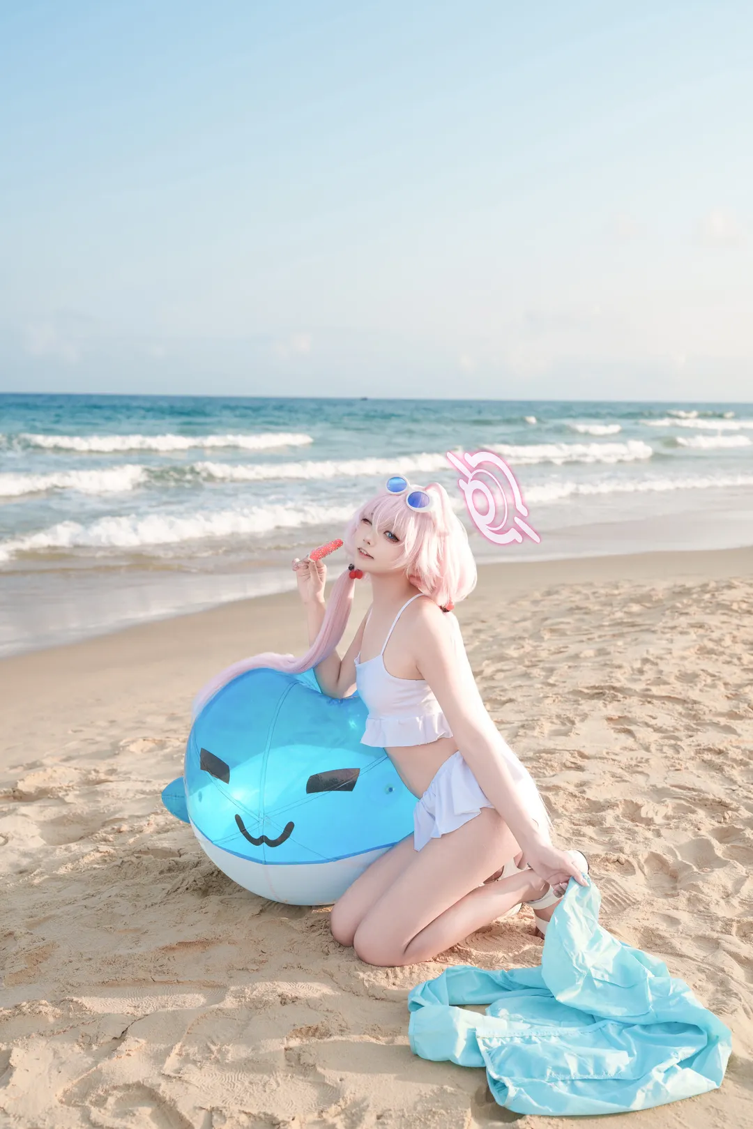【小鳥遊星野cos】蔚藍檔案的海邊假日，狂風中定格清爽夏日 - 第 6 張