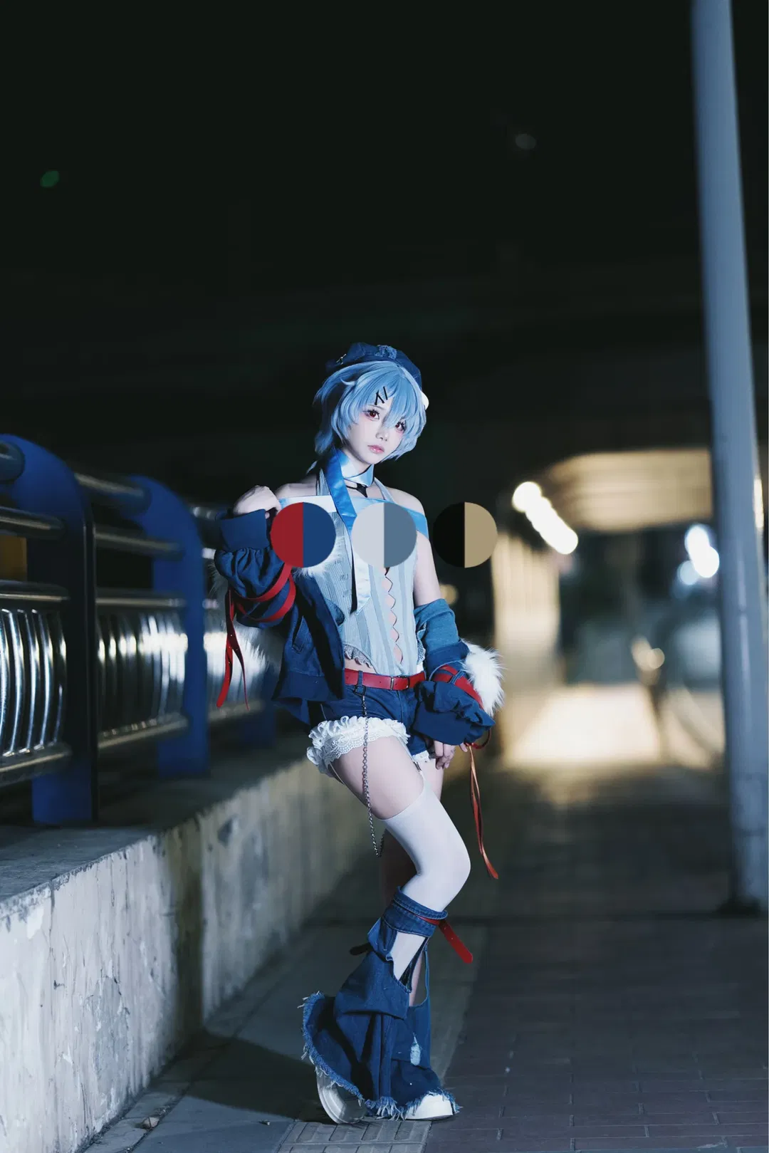 【綾波麗cos】半夜街頭的牛仔風白絲造型 - 第 1 張