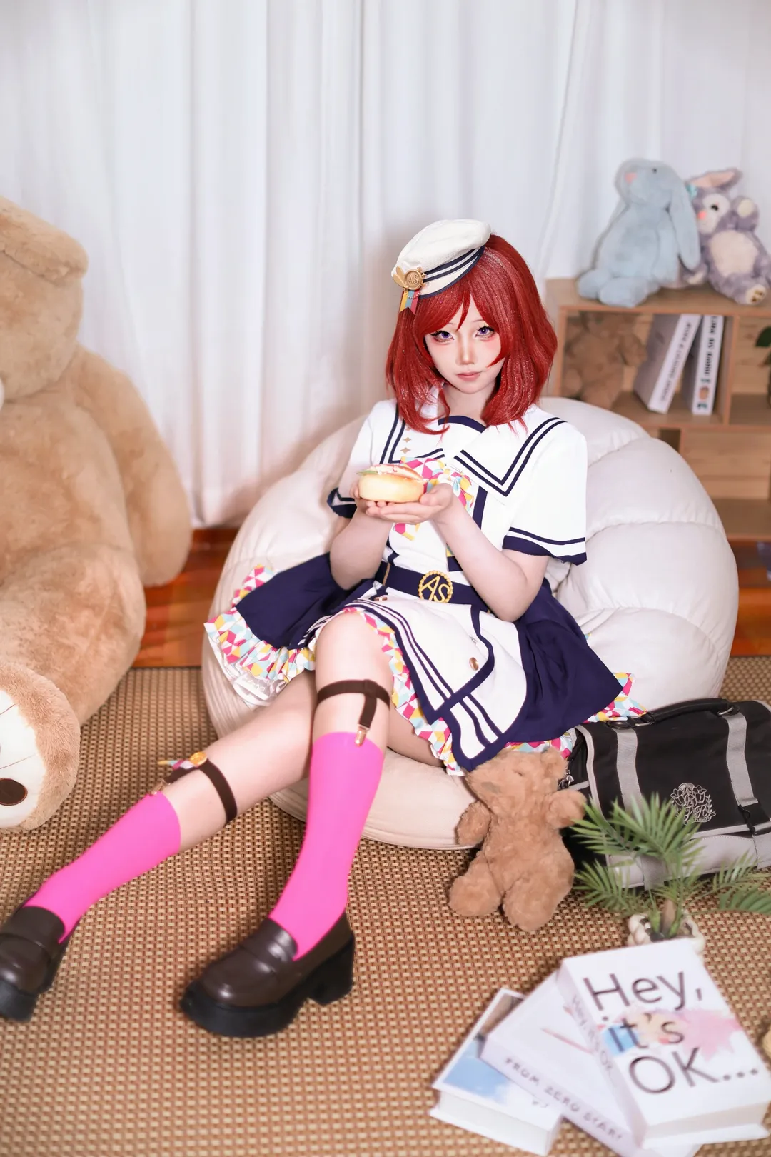 【西木野真姬cos】水手服與粉色長筒襪的元氣還原
