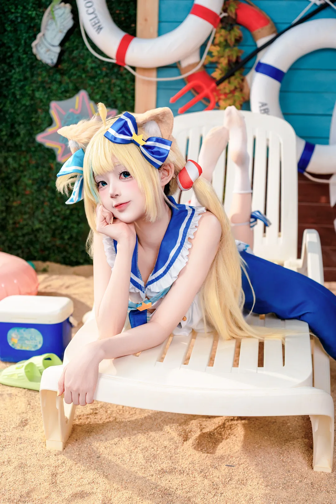 【gura小鲨鱼cos】夏日沙滩的水手服造型 - 第 1 张