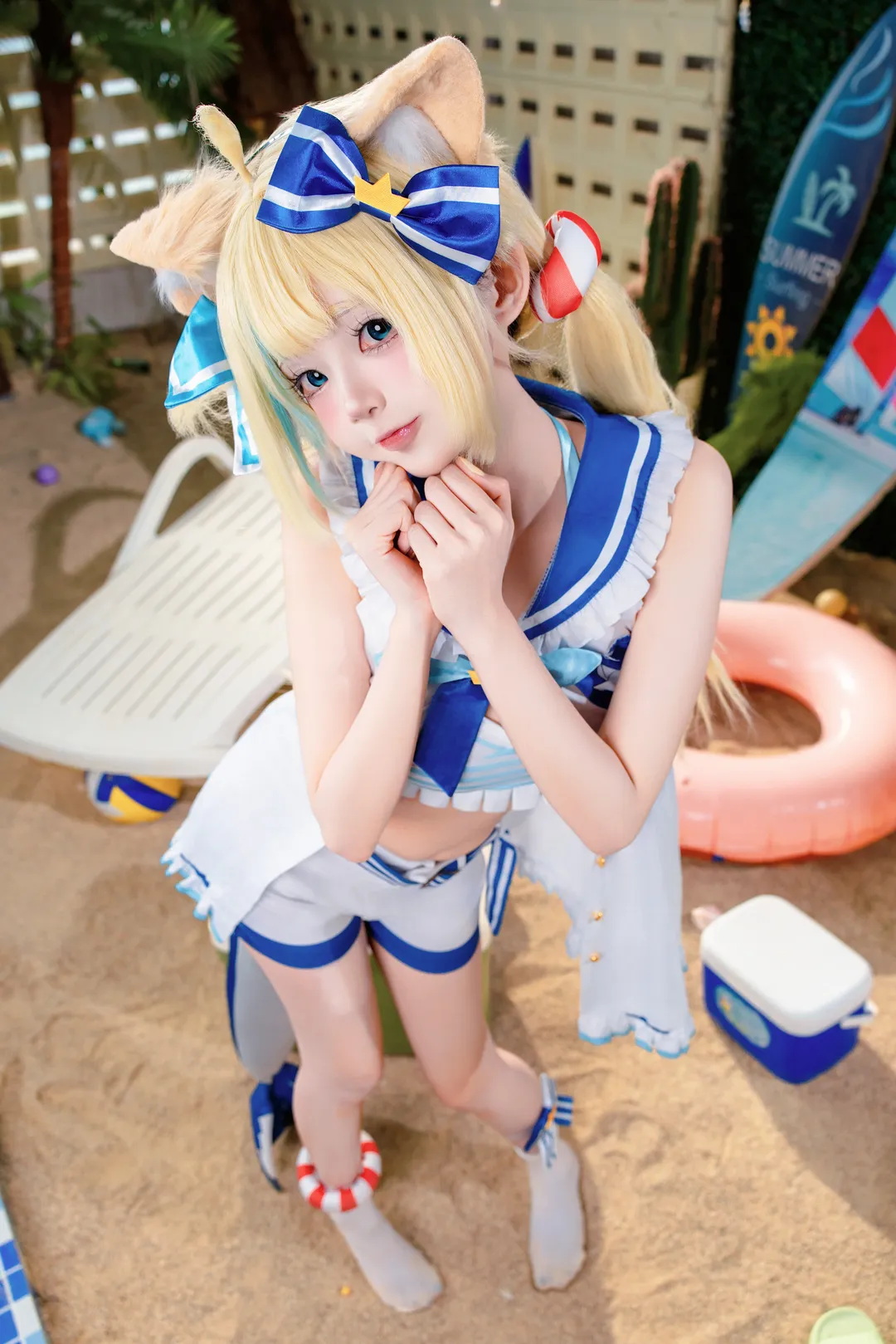 【gura小鲨鱼cos】夏日沙滩的水手服造型 - 第 2 张