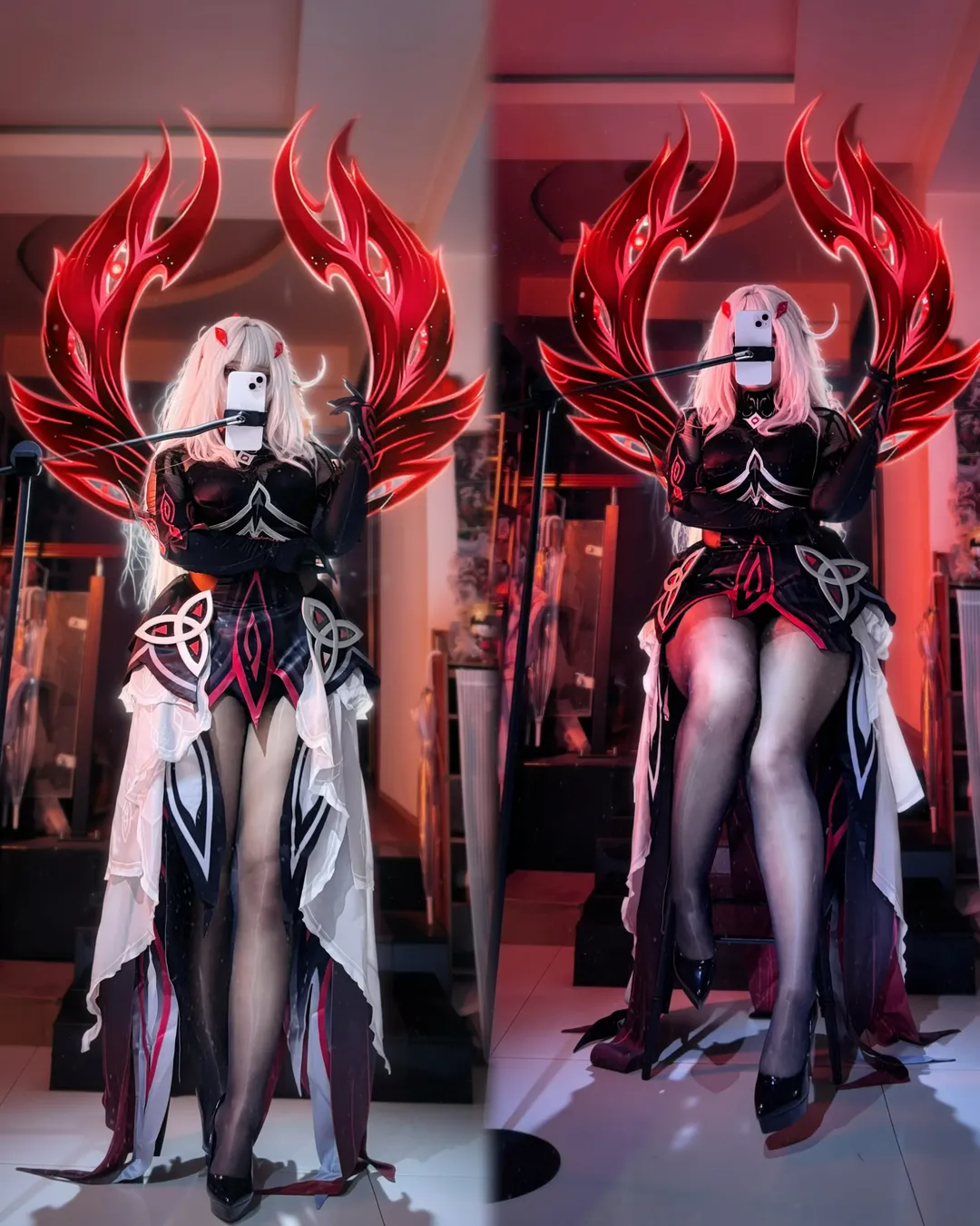 【死之执政若娜瓦cos】原神暗黑风大翅膀试衣 - 第 1 张