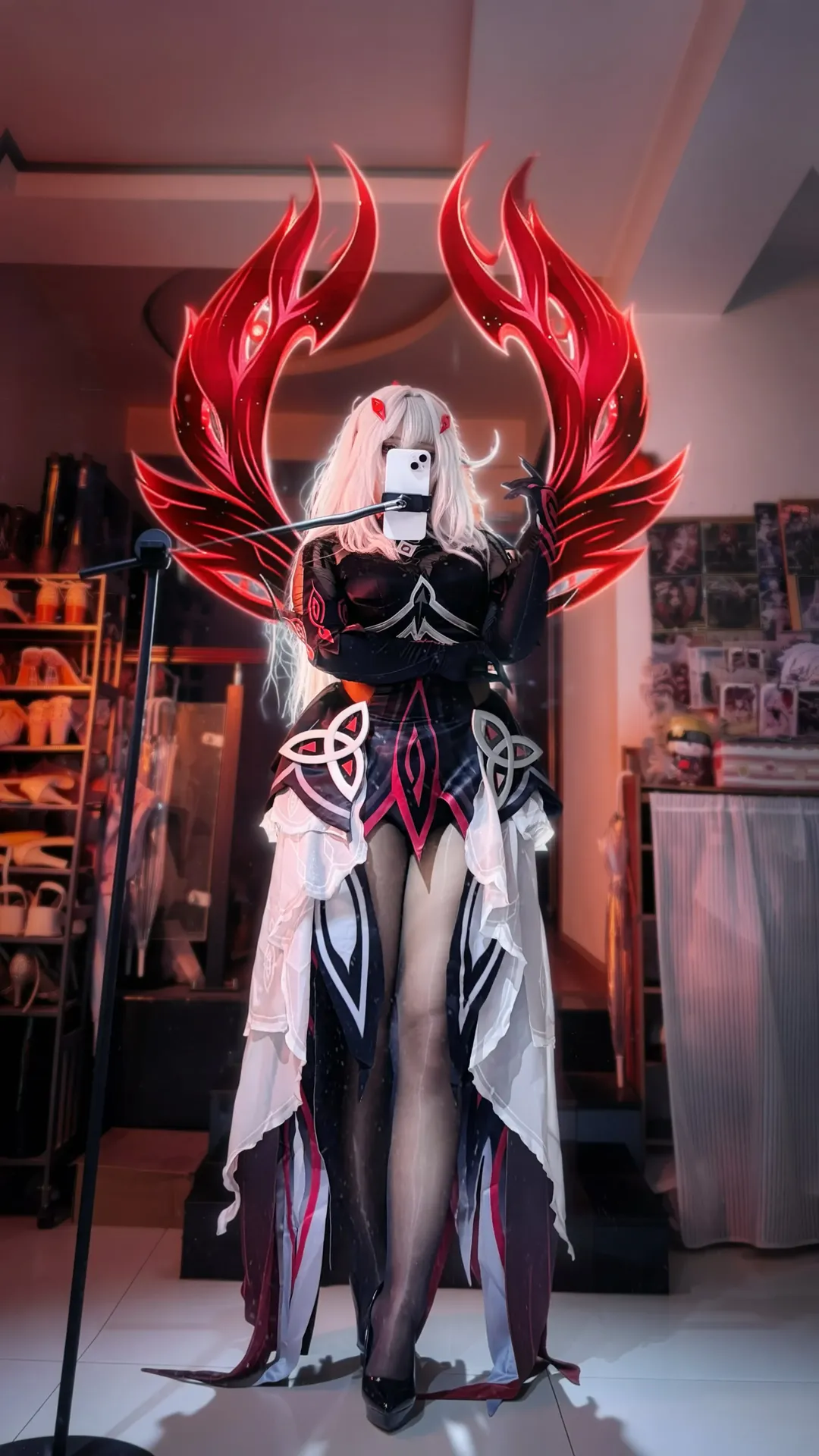 【死之执政若娜瓦cos】原神暗黑风大翅膀试衣 - 第 2 张