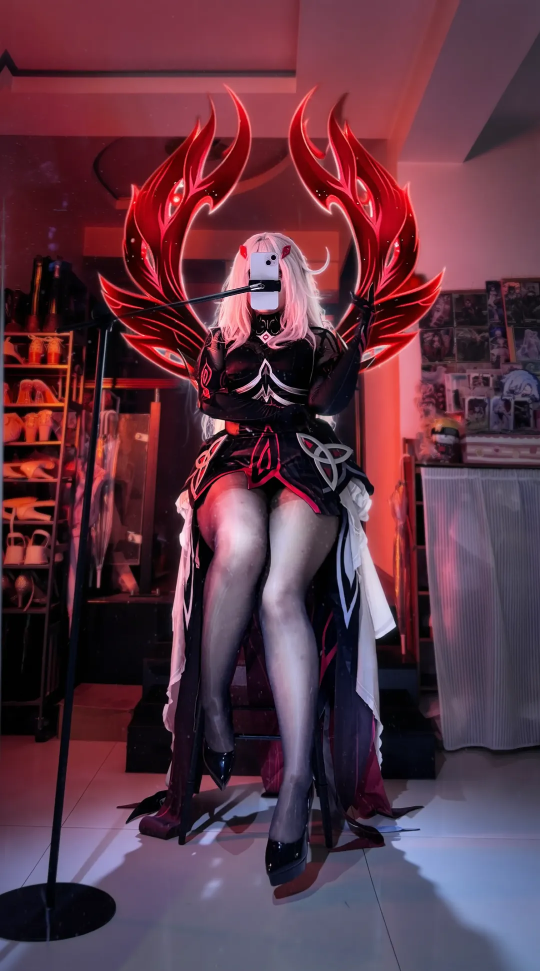 【死之执政若娜瓦cos】原神暗黑风大翅膀试衣 - 第 3 张