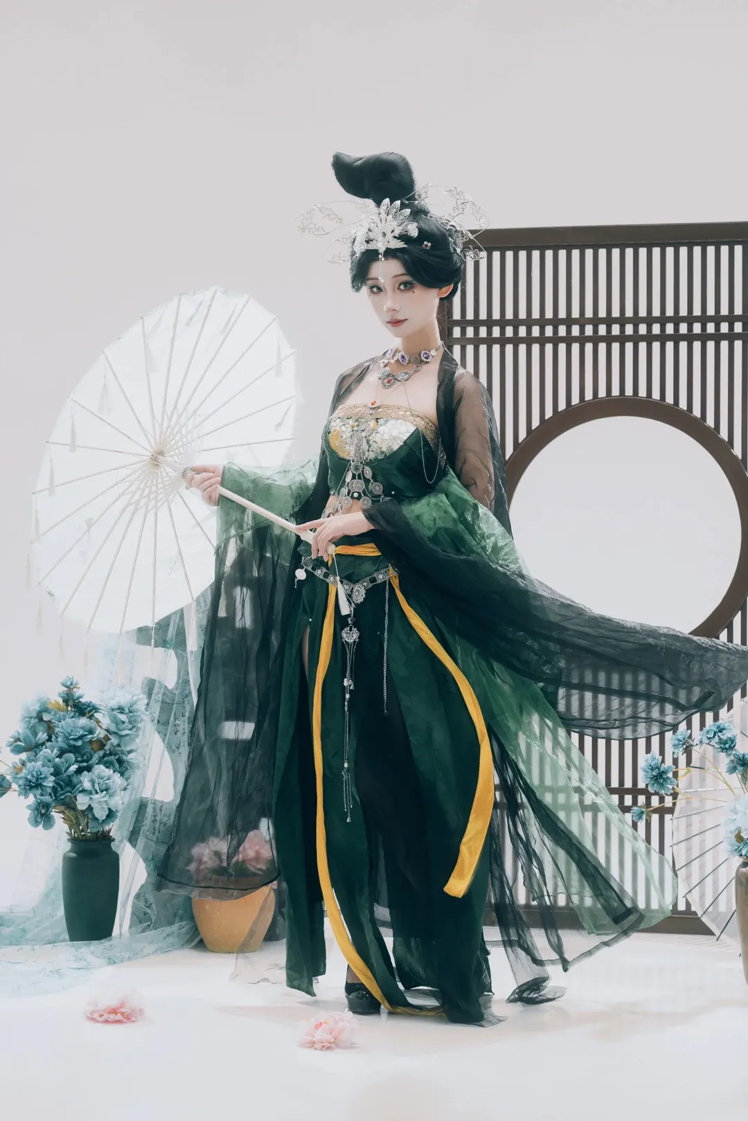 长醉花间树阴 墨绿轻纱国风cos记录 - 第 2 张