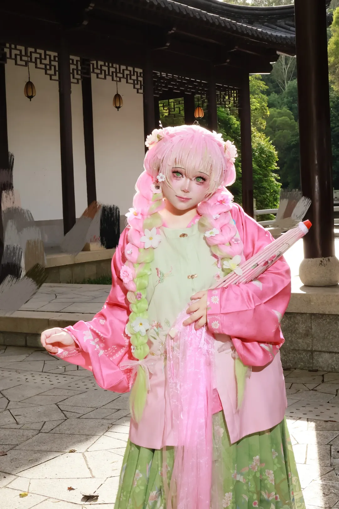 【甘露寺蜜璃cos】阳光下的粉绿私设汉服穿搭 - 第 10 张