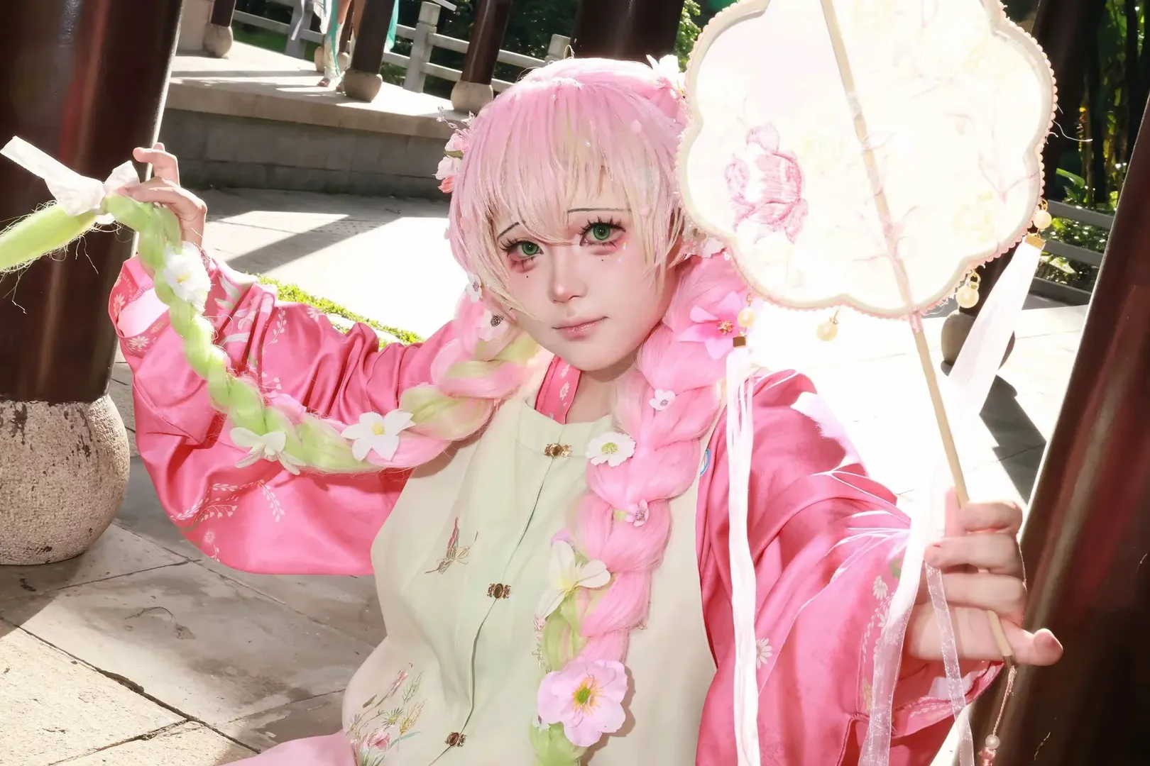 【甘露寺蜜璃cos】阳光下的粉绿私设汉服穿搭 - 第 3 张