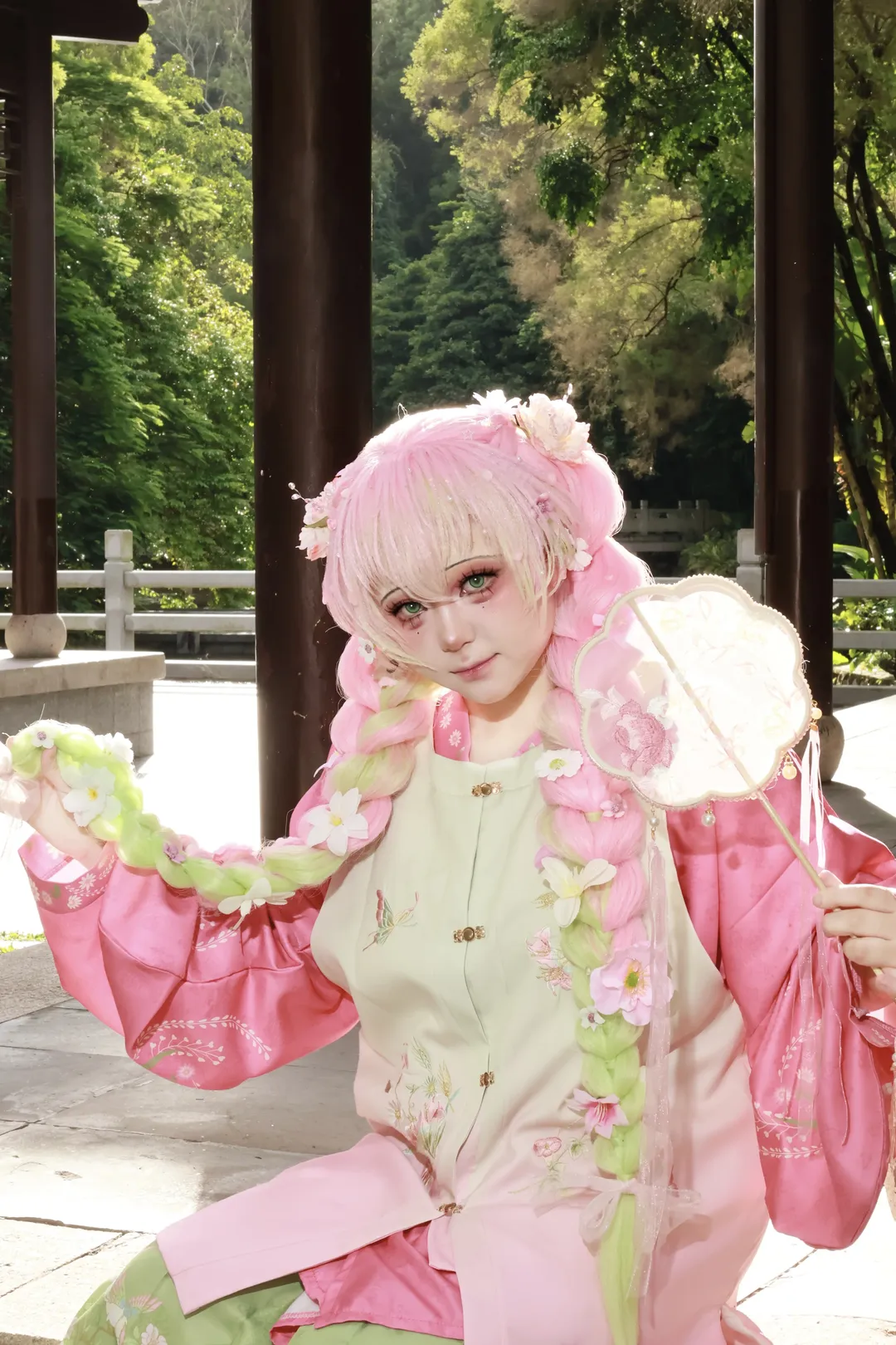 【甘露寺蜜璃cos】阳光下的粉绿私设汉服穿搭 - 第 5 张