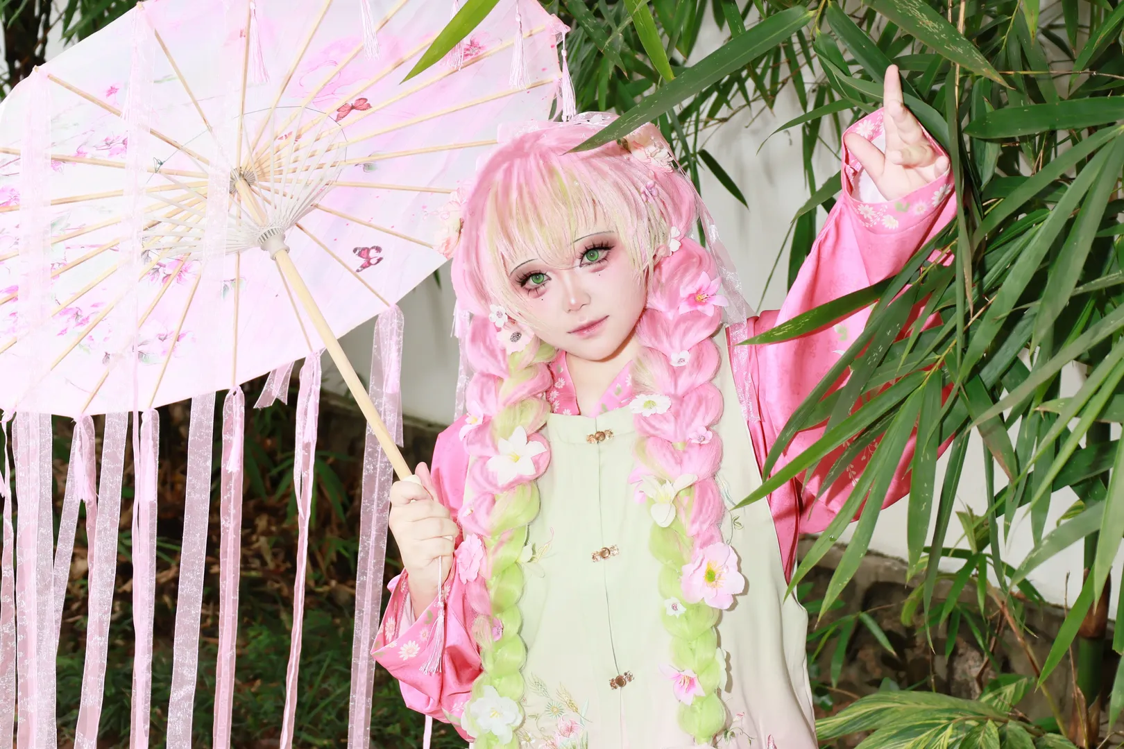 【甘露寺蜜璃cos】阳光下的粉绿私设汉服穿搭 - 第 7 张