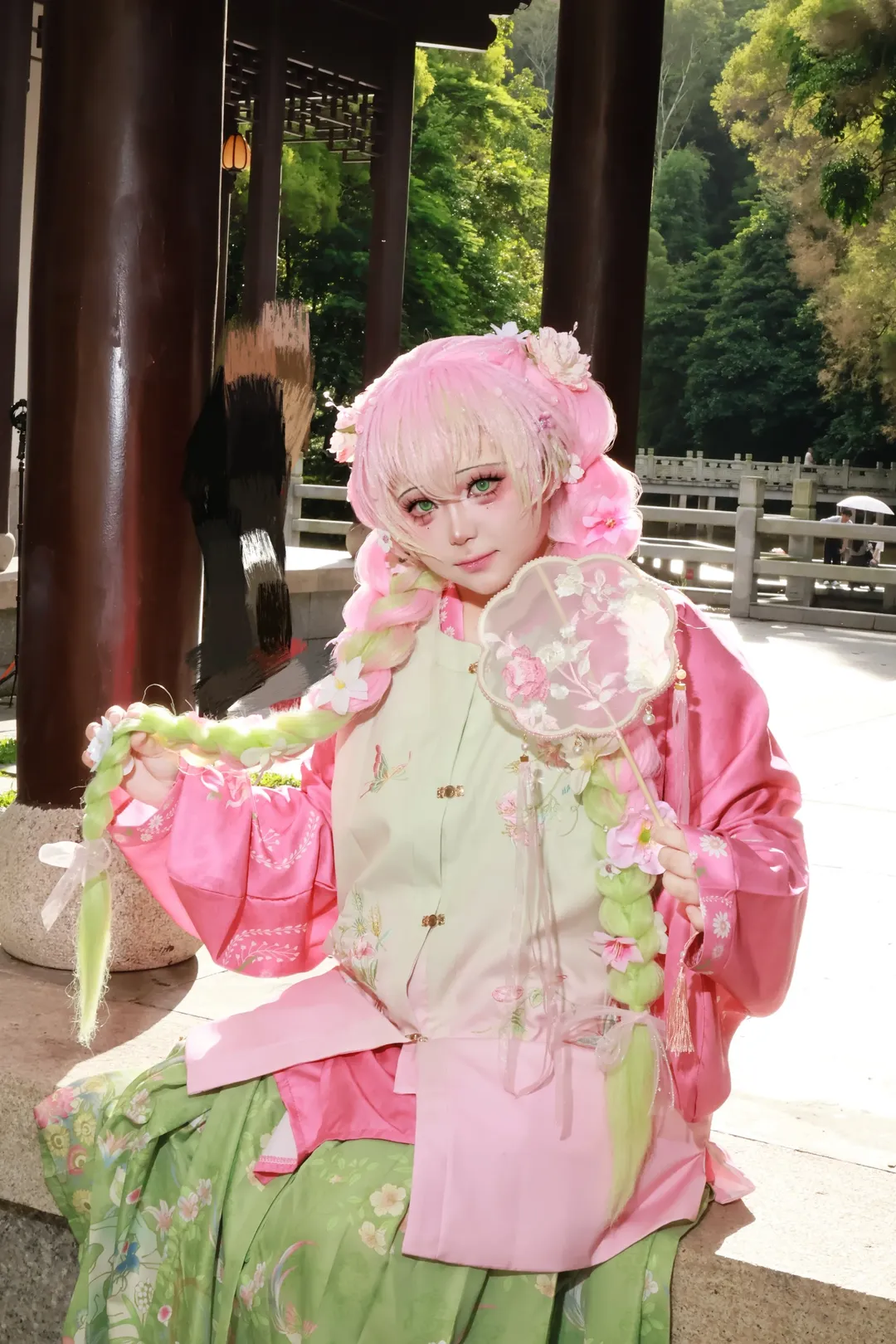 【甘露寺蜜璃cos】阳光下的粉绿私设汉服穿搭 - 第 8 张