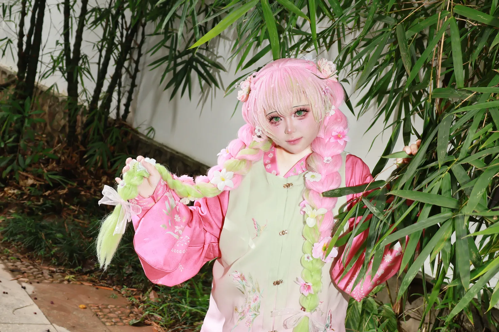 【甘露寺蜜璃cos】阳光下的粉绿私设汉服穿搭 - 第 9 张