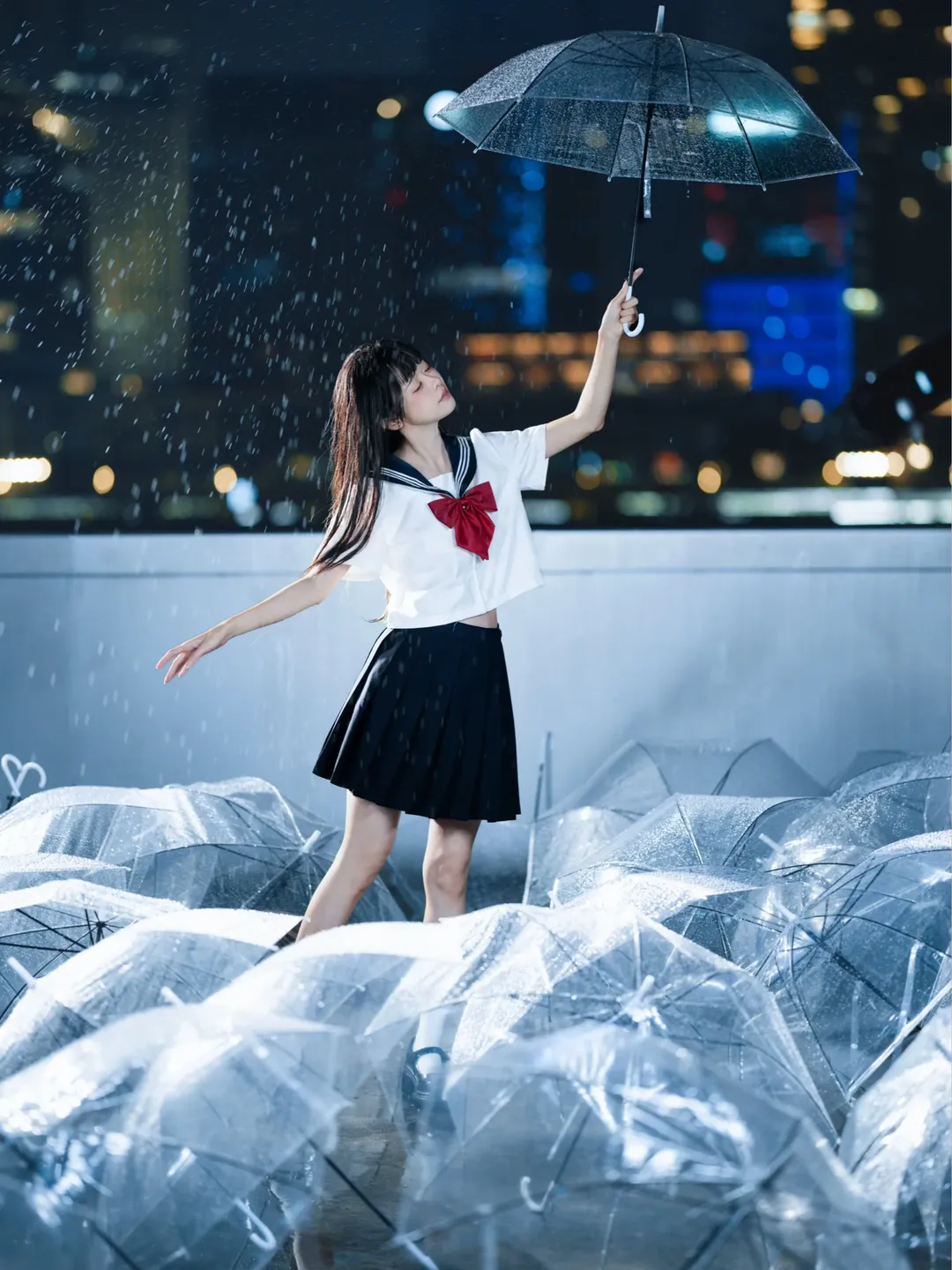 戀如雨止JK制服寫真 雨中透明傘氛圍感拉滿 - 第 8 張