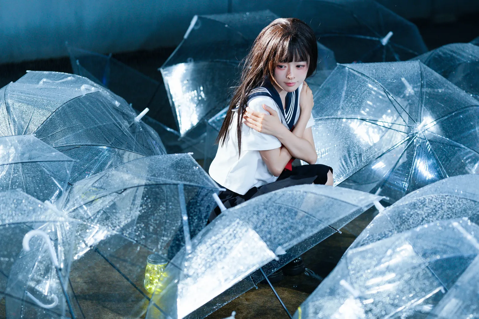 戀如雨止JK制服寫真 雨中透明傘氛圍感拉滿 - 第 9 張