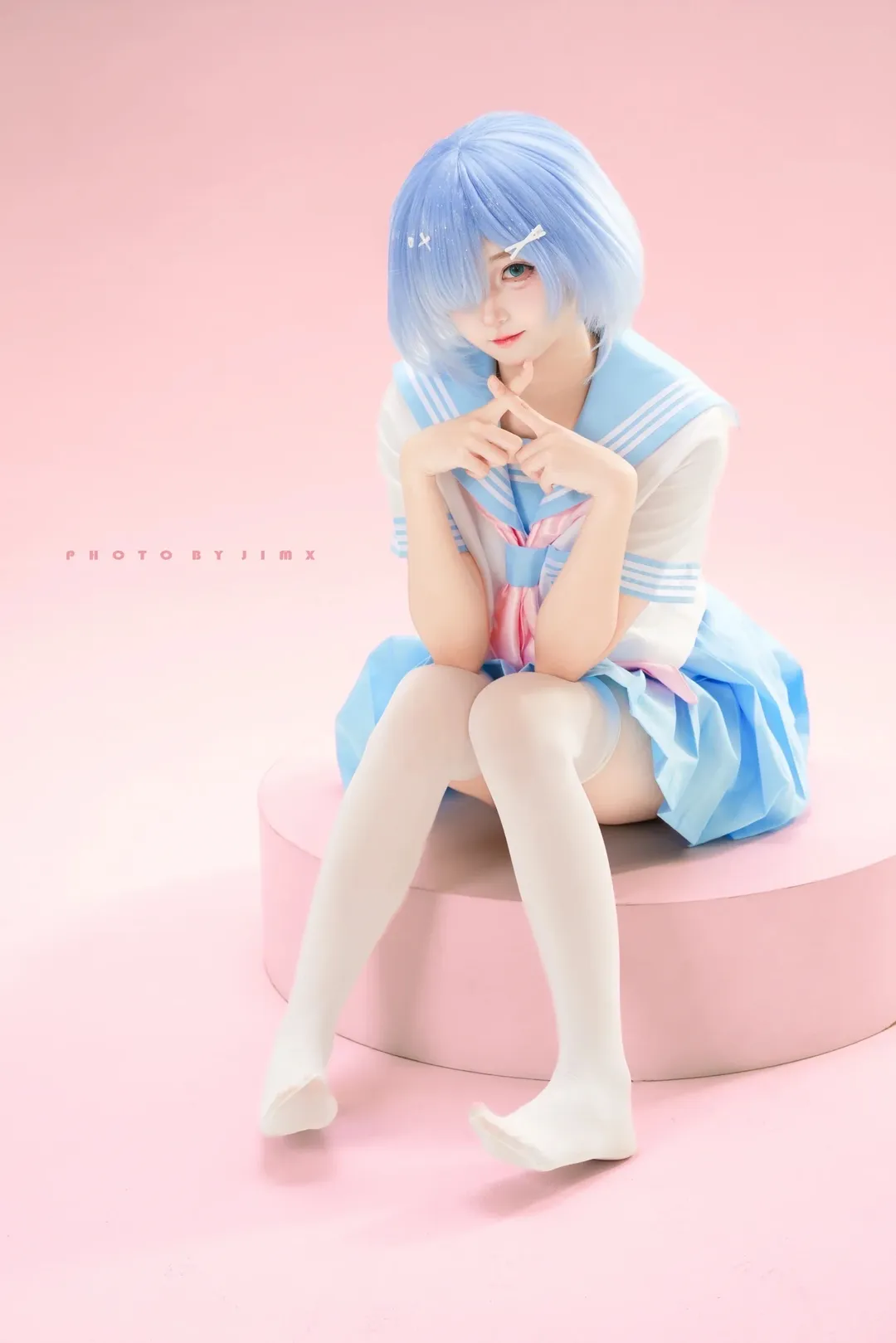 【雷姆cos】白棚粉调水手服，甜度拉满 - 第 1 张