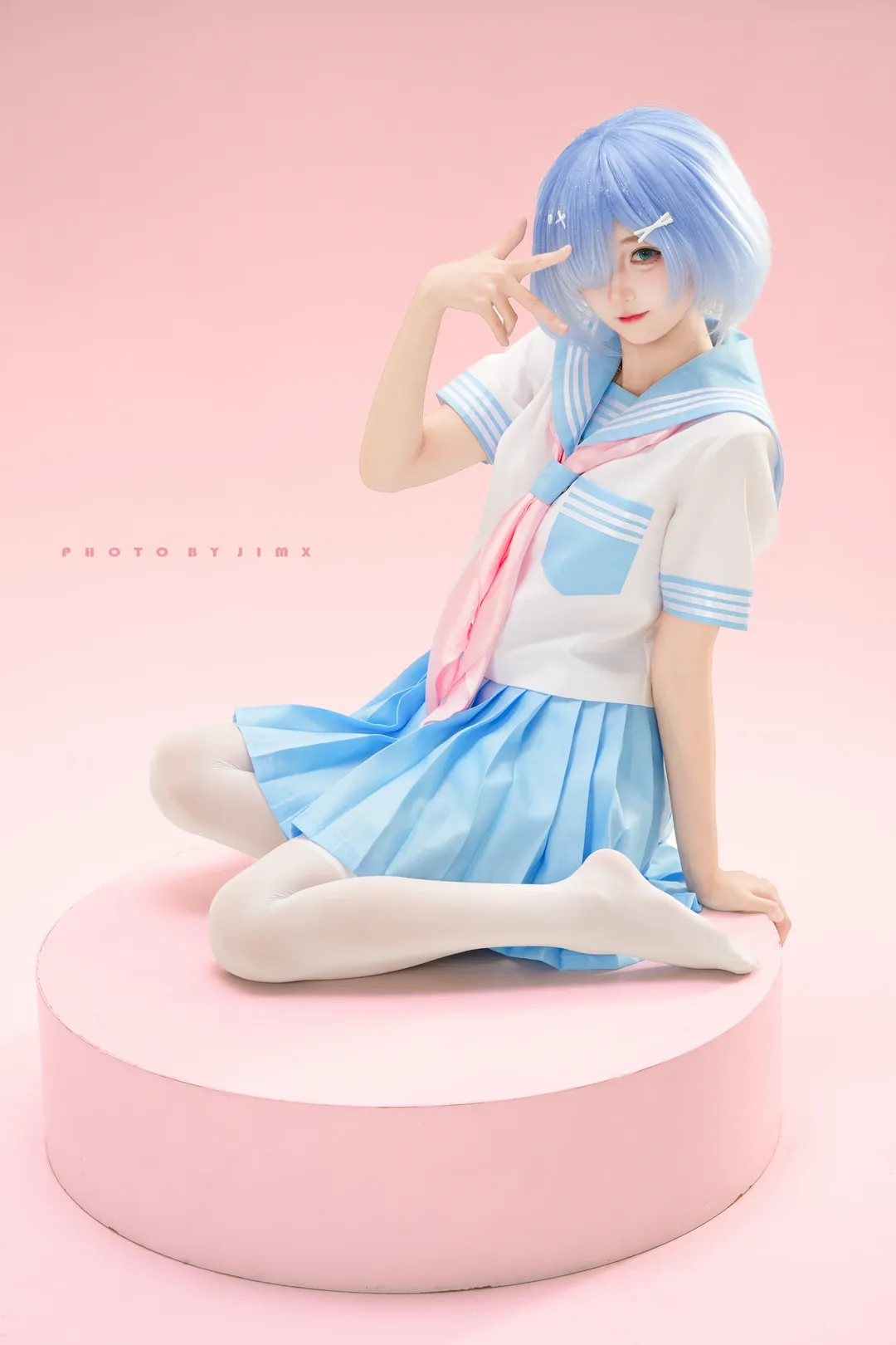 【雷姆cos】白棚粉调水手服，甜度拉满 - 第 2 张