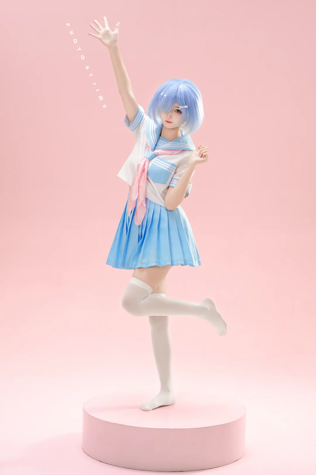 【雷姆cos】白棚粉调水手服，甜度拉满 - 第 3 张