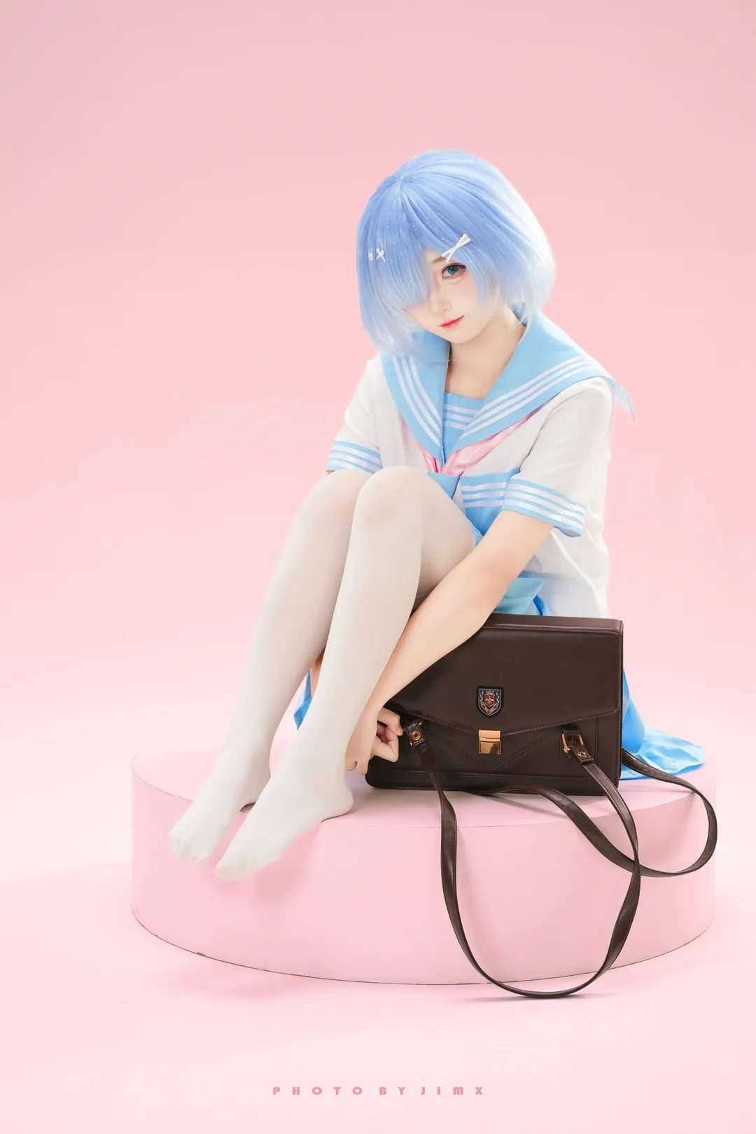 【雷姆cos】白棚粉调水手服，甜度拉满 - 第 4 张