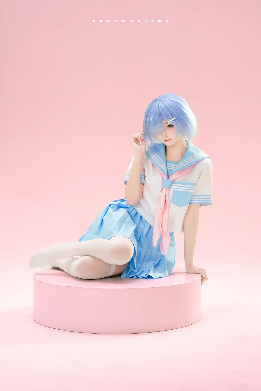 【雷姆cos】白棚粉调水手服，甜度拉满 - 第 5 张