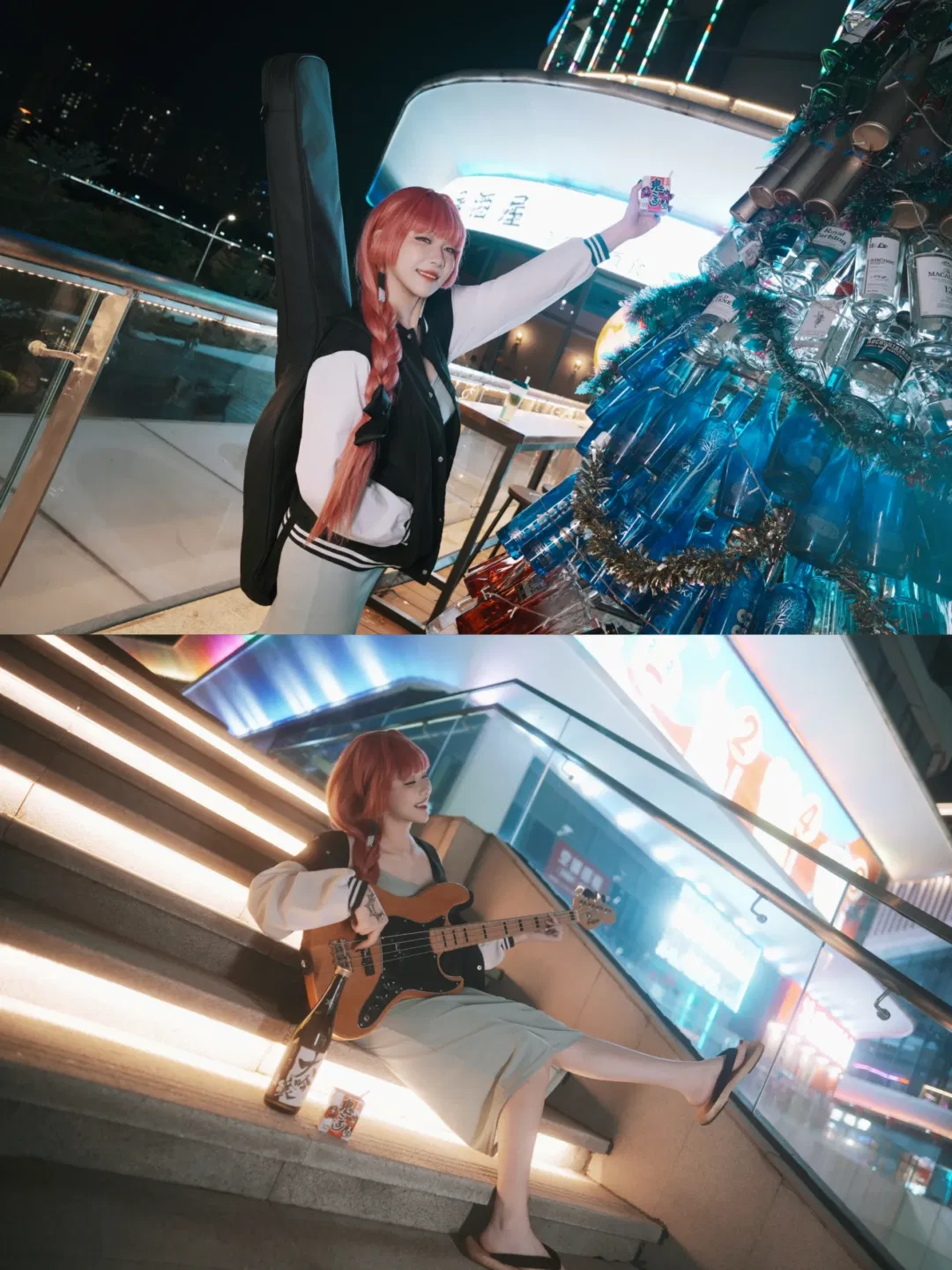 【广井菊里cos】梅州街头夜色下的电贝斯与酒 - 第 5 张