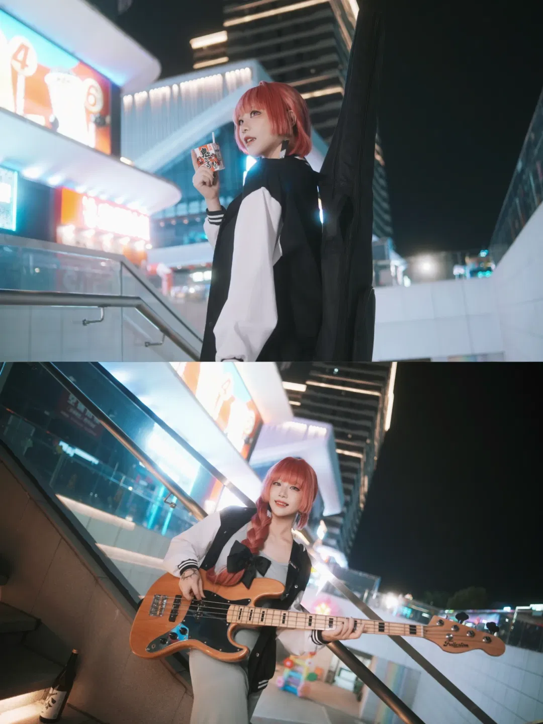 【广井菊里cos】梅州街头夜色下的电贝斯与酒 - 第 6 张