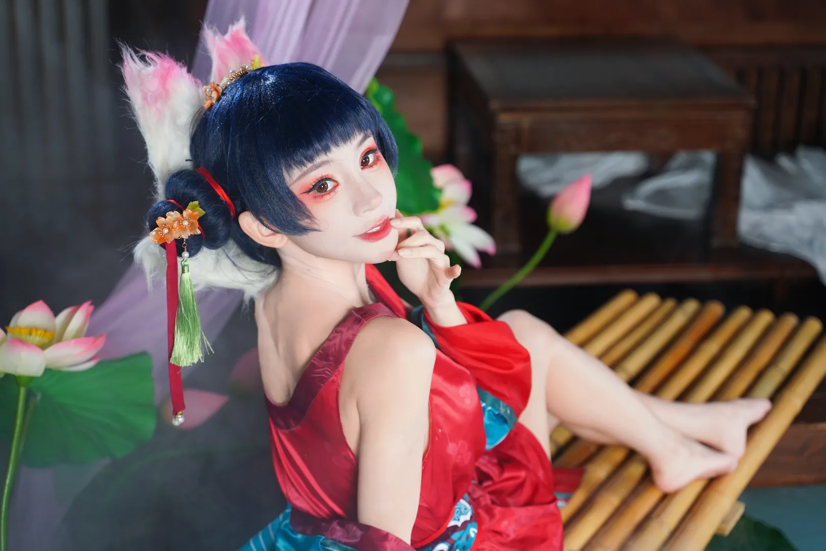 【宝青坊主cos】手持烟斗的狐妖老板娘，国风氛围感拉满 - 第 6 张