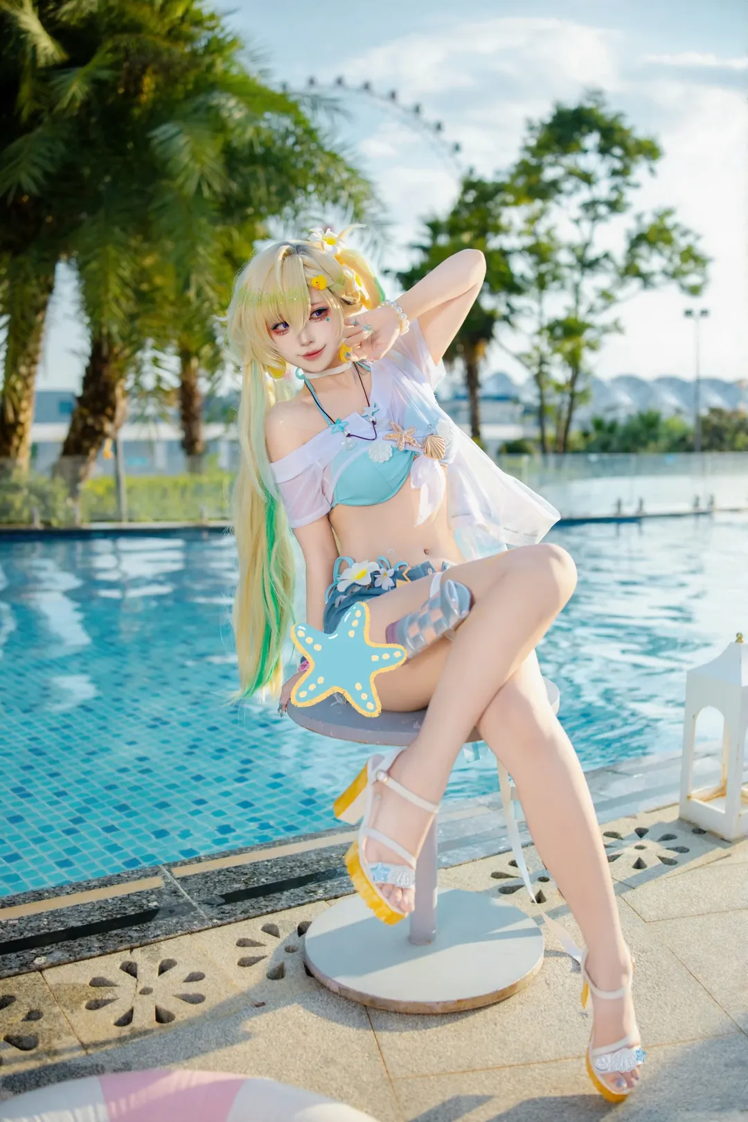 【琳奈cos】夏日泳池边的清凉装扮 - 第 2 张