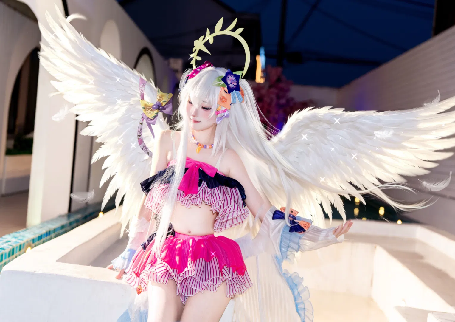 【白洲梓cos】碧蓝档案夏日泳装与天使之翼的碰撞 - 第 1 张