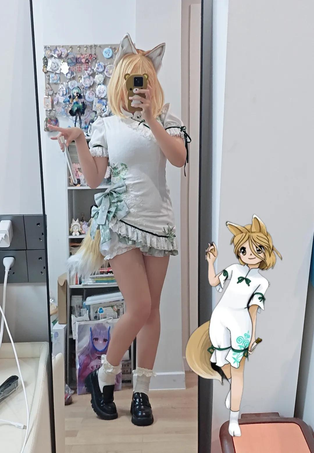 【菅牧典cos】东方project 白绿裙装细节试衣 - 第 1 张