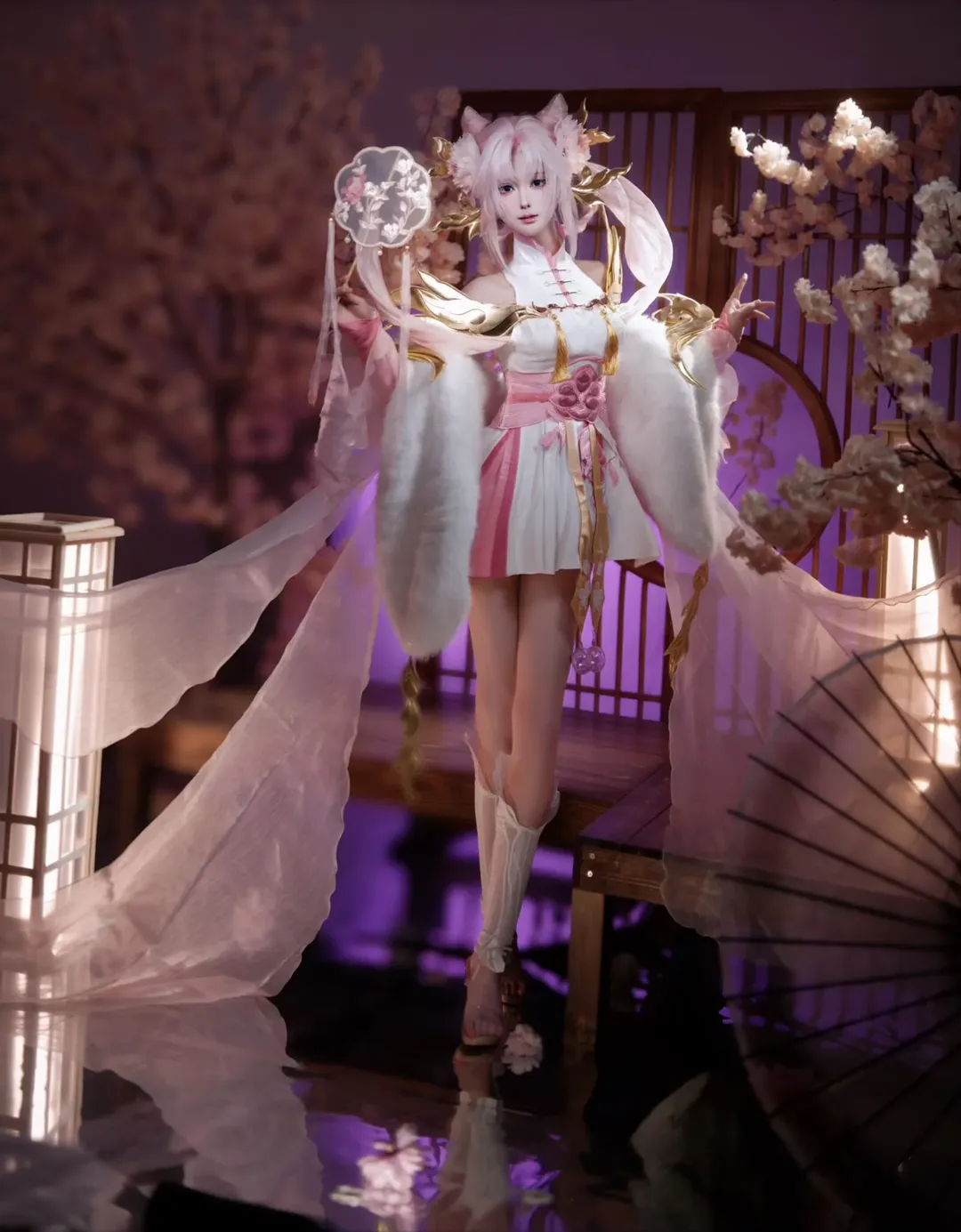 【嫦娥cos】王者荣耀拒霜思皮肤 梦幻仙境里的清冷仙子 - 第 4 张