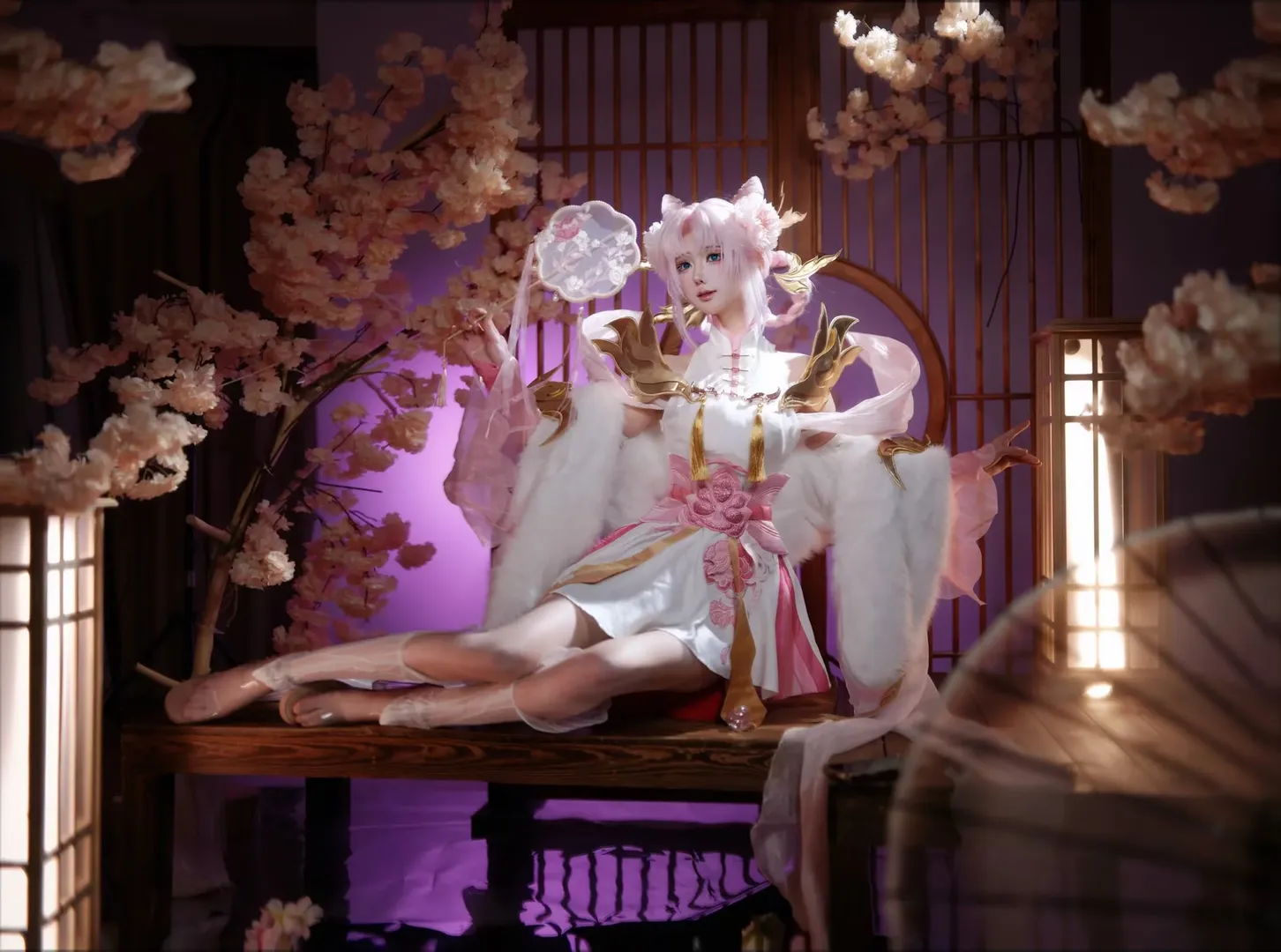 【嫦娥cos】王者荣耀拒霜思皮肤 梦幻仙境里的清冷仙子 - 第 5 张
