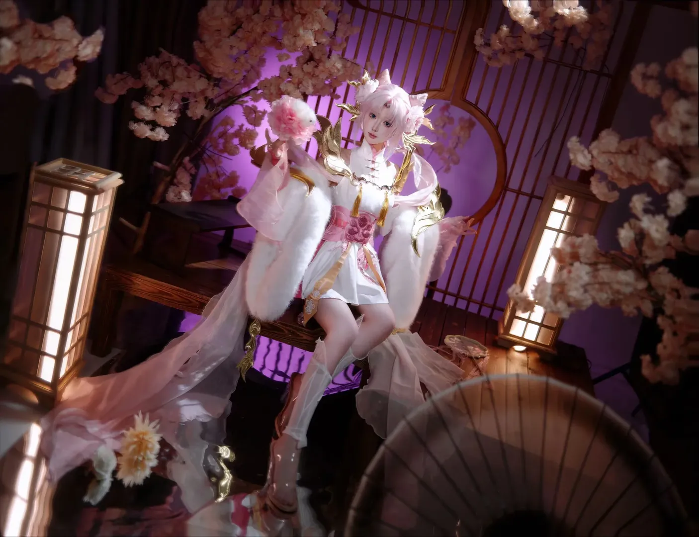 【嫦娥cos】王者荣耀拒霜思皮肤 梦幻仙境里的清冷仙子 - 第 9 张