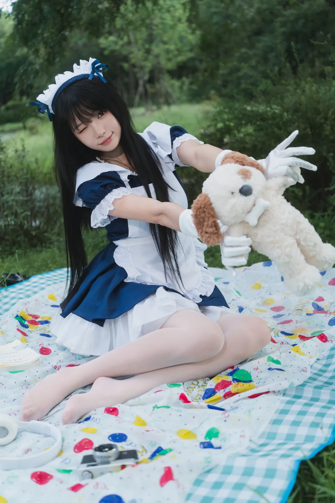 西溪湿地的夏日天使女仆装泡泡机写真 - 第 5 张
