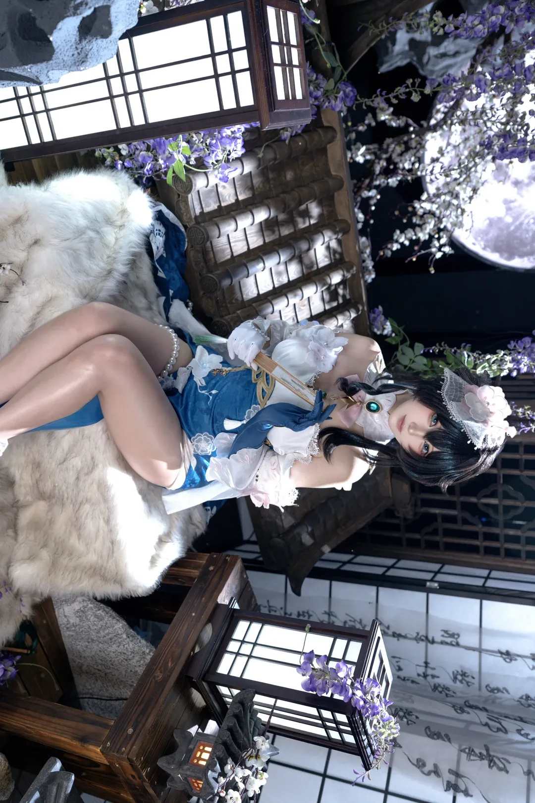 【阮梅cos】星穹铁道雪绽梅笺，蓝白国风与珍珠腿环的棚拍记录 - 第 6 张