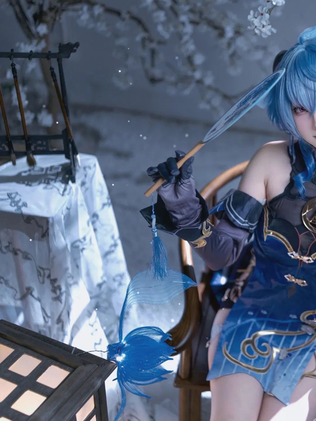 【甘雨cos】原神海灯节雪景下的蓝发少女 - 第 2 张