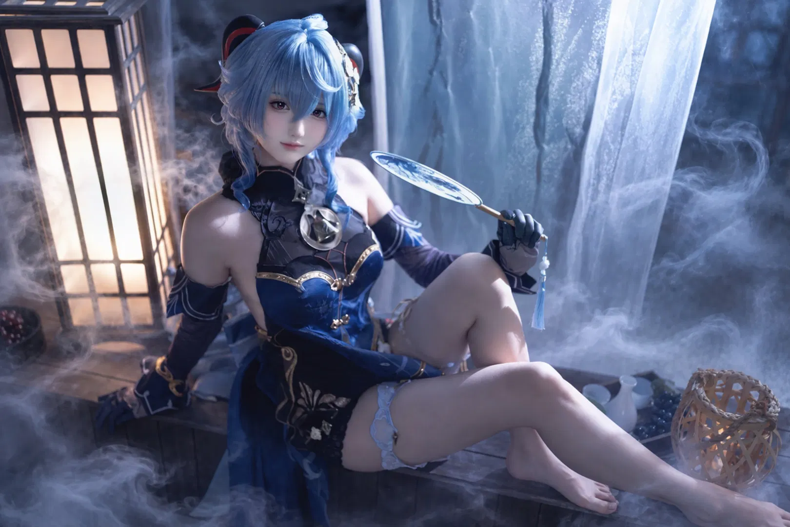 【甘雨cos】原神海灯节温泉度假，蓝发麒麟的慵懒时光 - 第 4 张