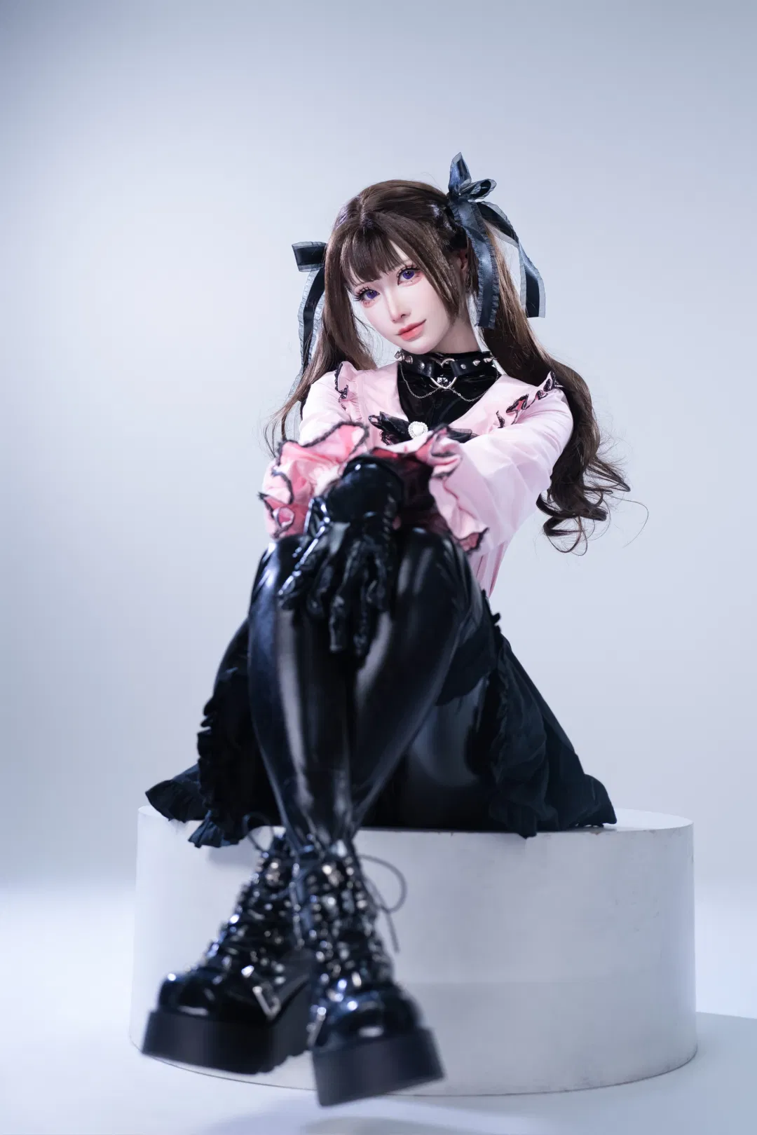 【黑川美羽cos】黑皮衣与蕾系风格的碰撞 - 第 1 张