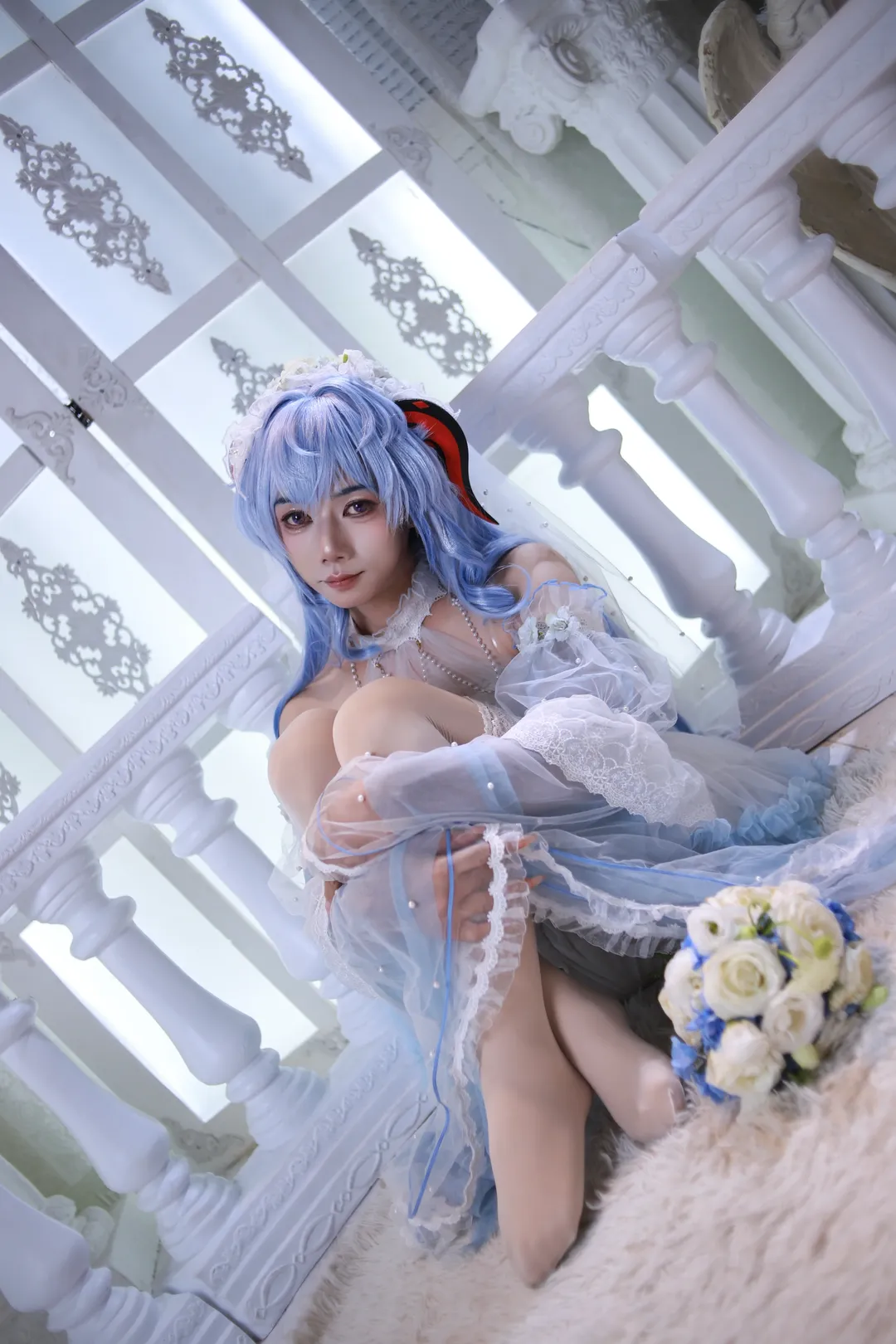 【甘雨cos】原神花嫁，蓝白纱裙与纯白之约 - 第 2 张