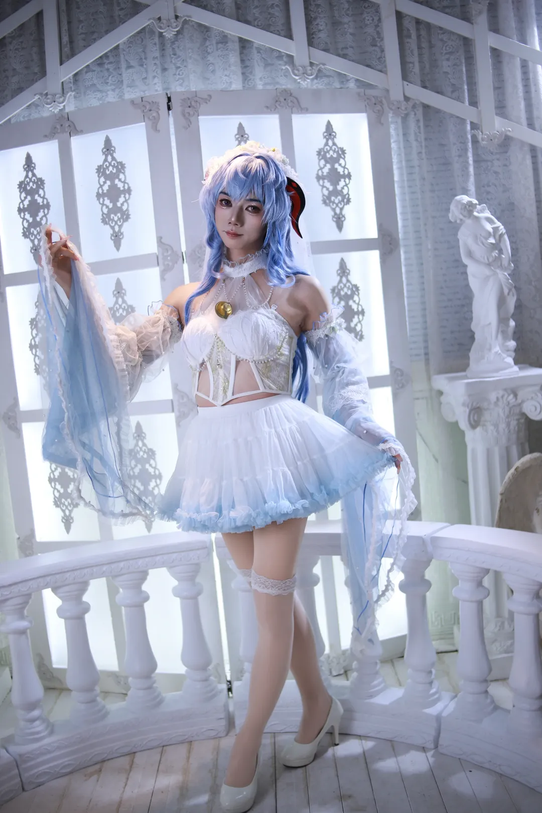 【甘雨cos】原神花嫁，蓝白纱裙与纯白之约