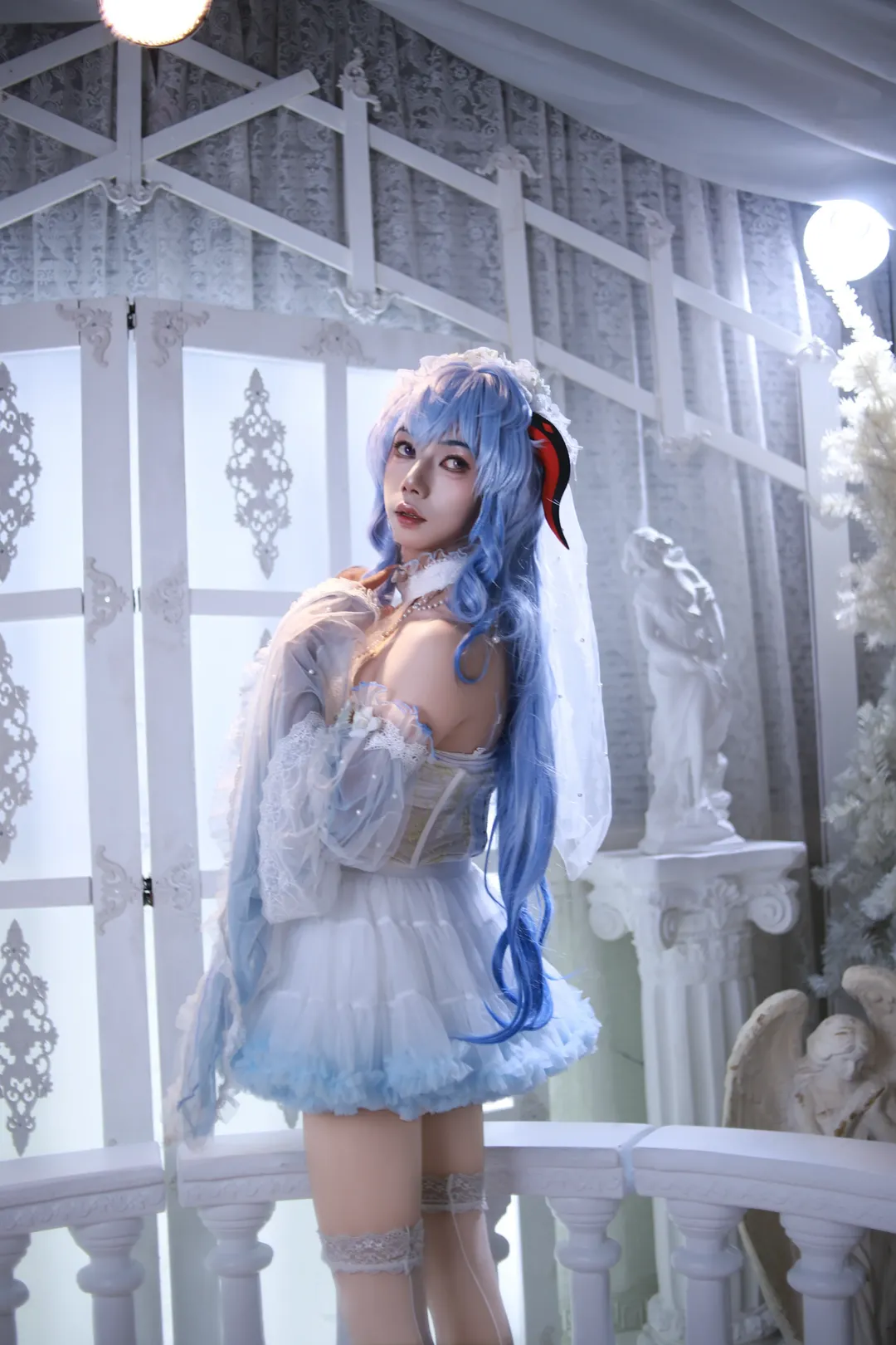 【甘雨cos】原神花嫁，蓝白纱裙与纯白之约 - 第 4 张
