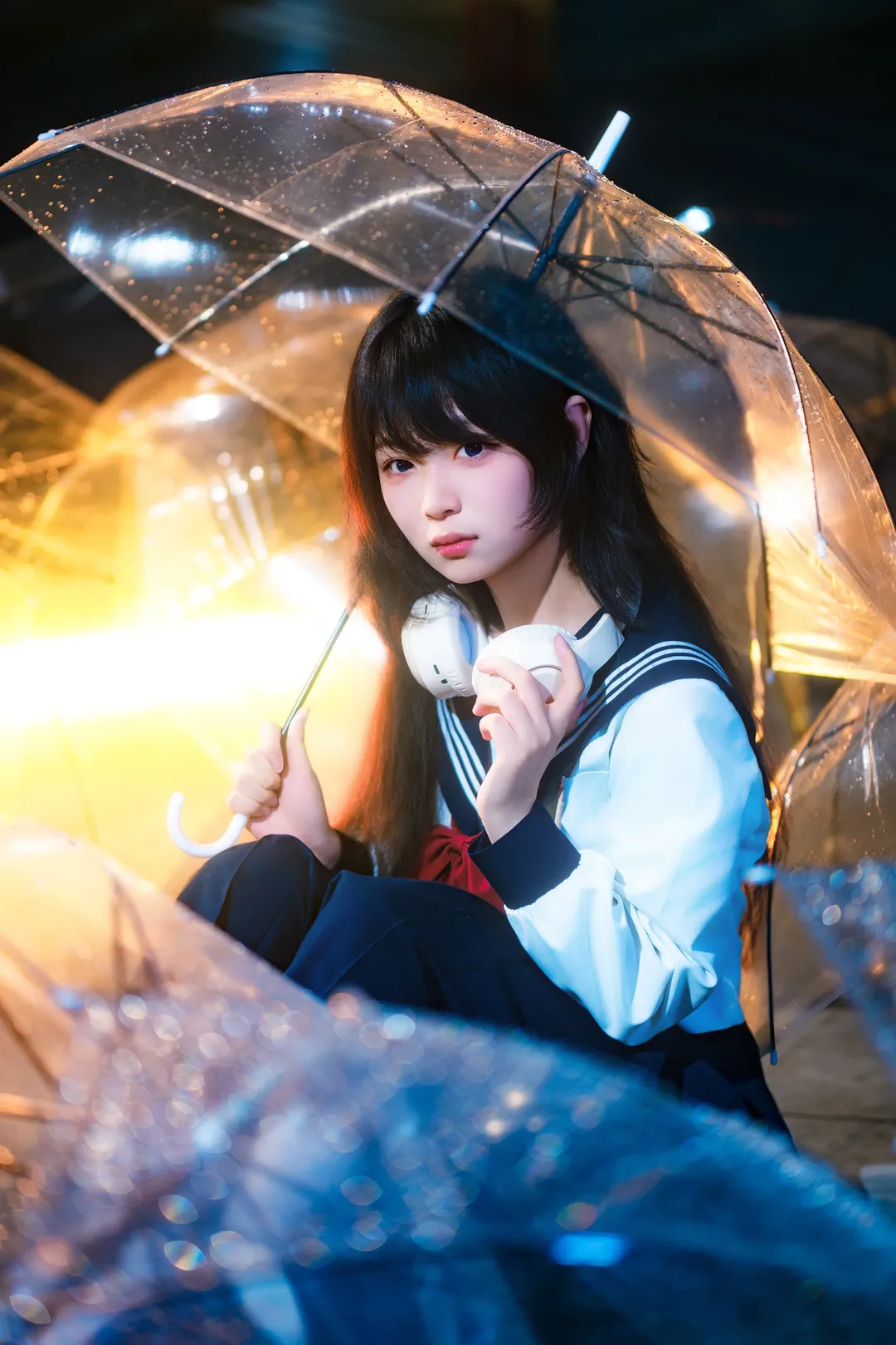 雨夜天台的水手服情绪风写真 - 第 5 张