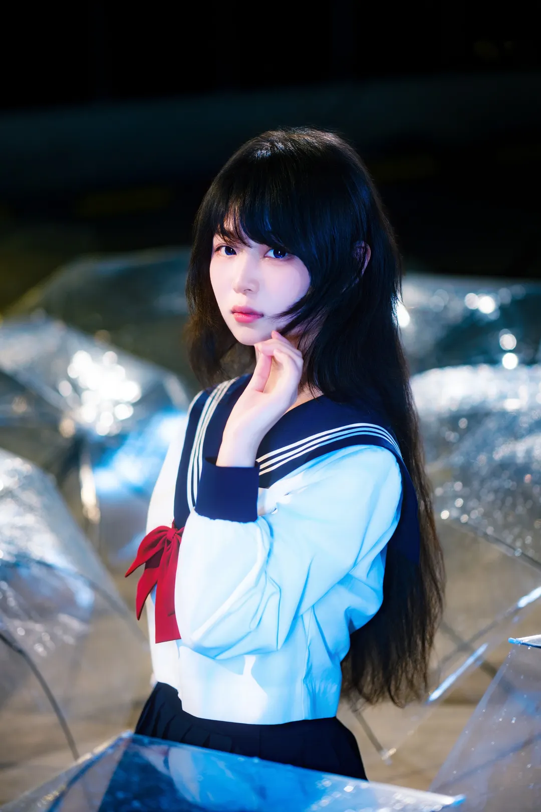 雨夜天台的水手服情绪风写真 - 第 6 张