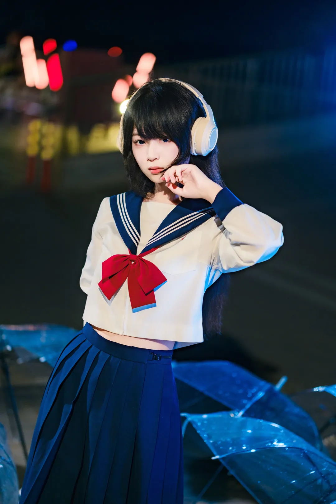 雨夜天台的水手服情绪风写真 - 第 7 张