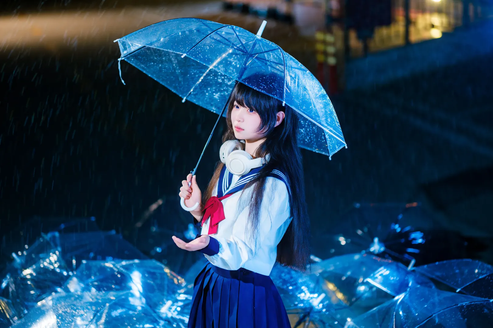 雨夜天台的水手服情绪风写真 - 第 9 张