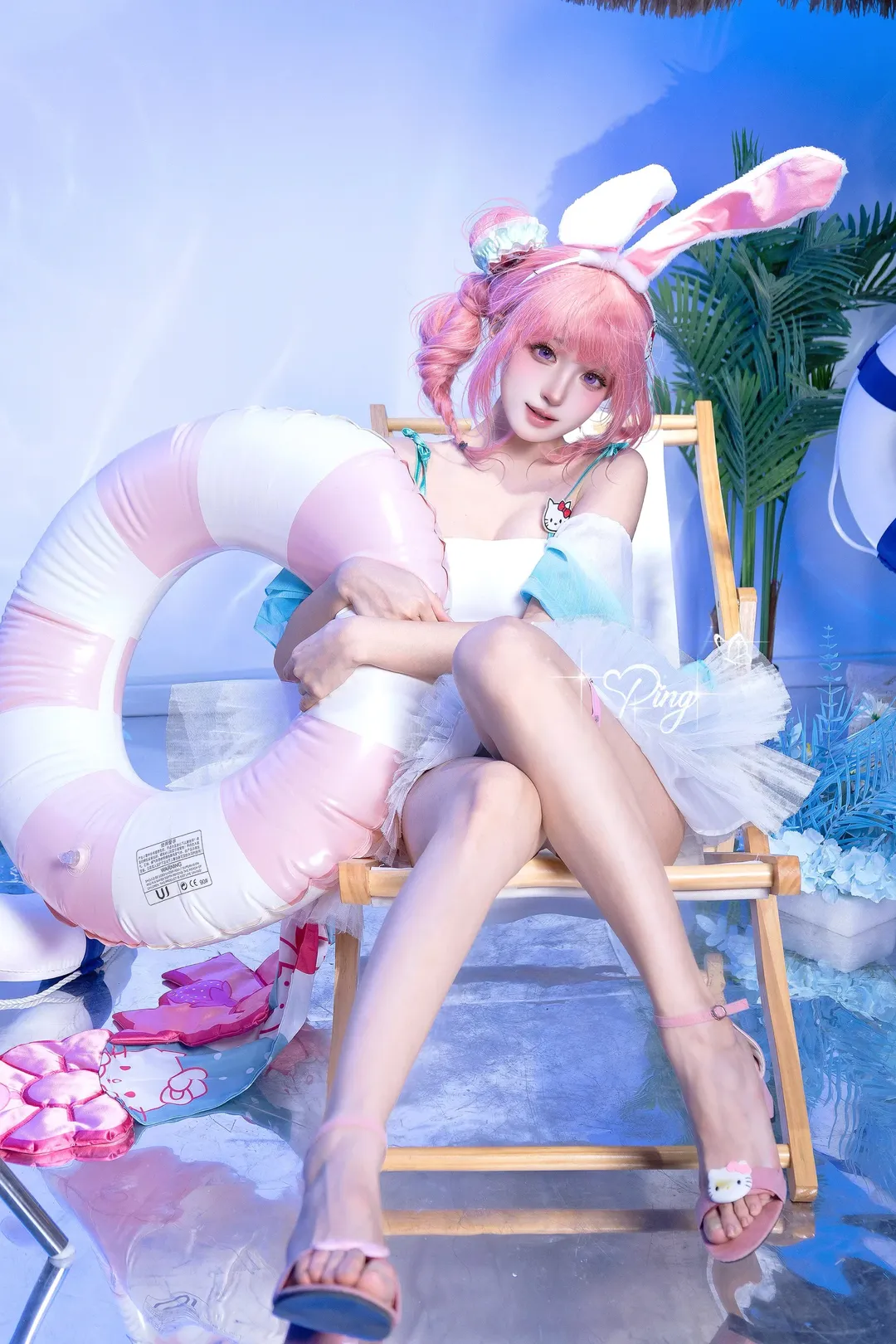 【公孙离cos】王者荣耀的蜜橘之夏与Hello Kitty联动造型 - 第 1 张