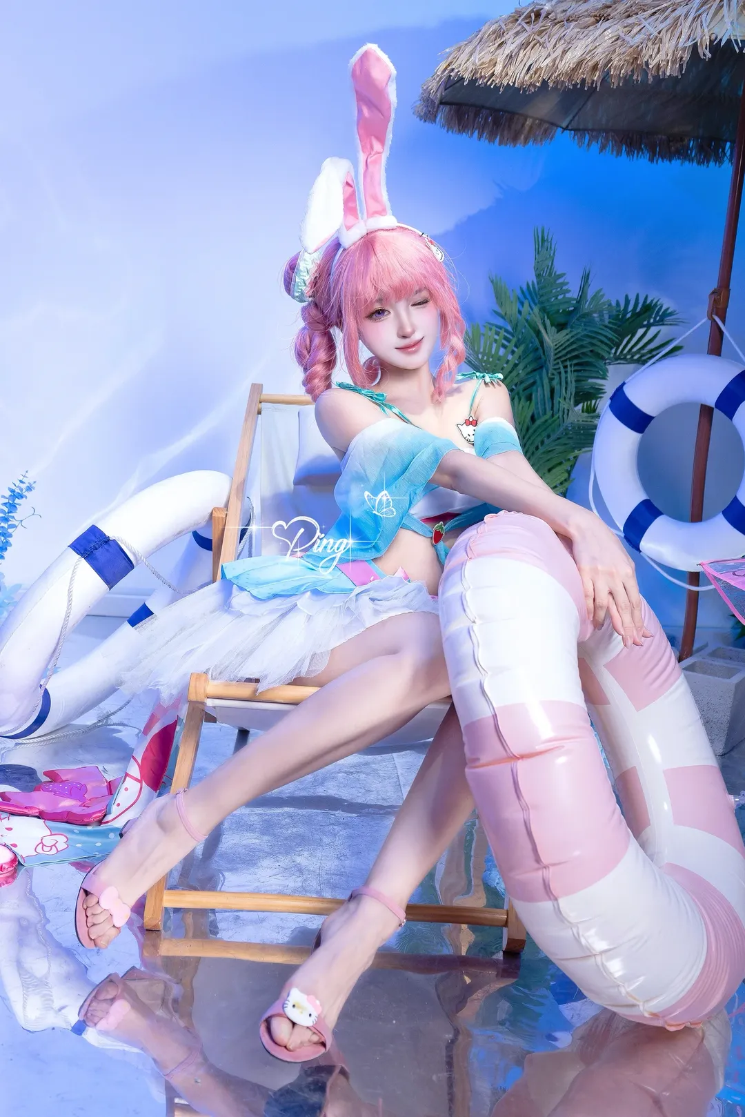 【公孙离cos】王者荣耀的蜜橘之夏与Hello Kitty联动造型 - 第 2 张
