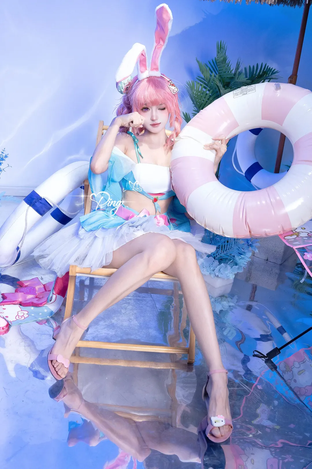 【公孙离cos】王者荣耀的蜜橘之夏与Hello Kitty联动造型 - 第 3 张