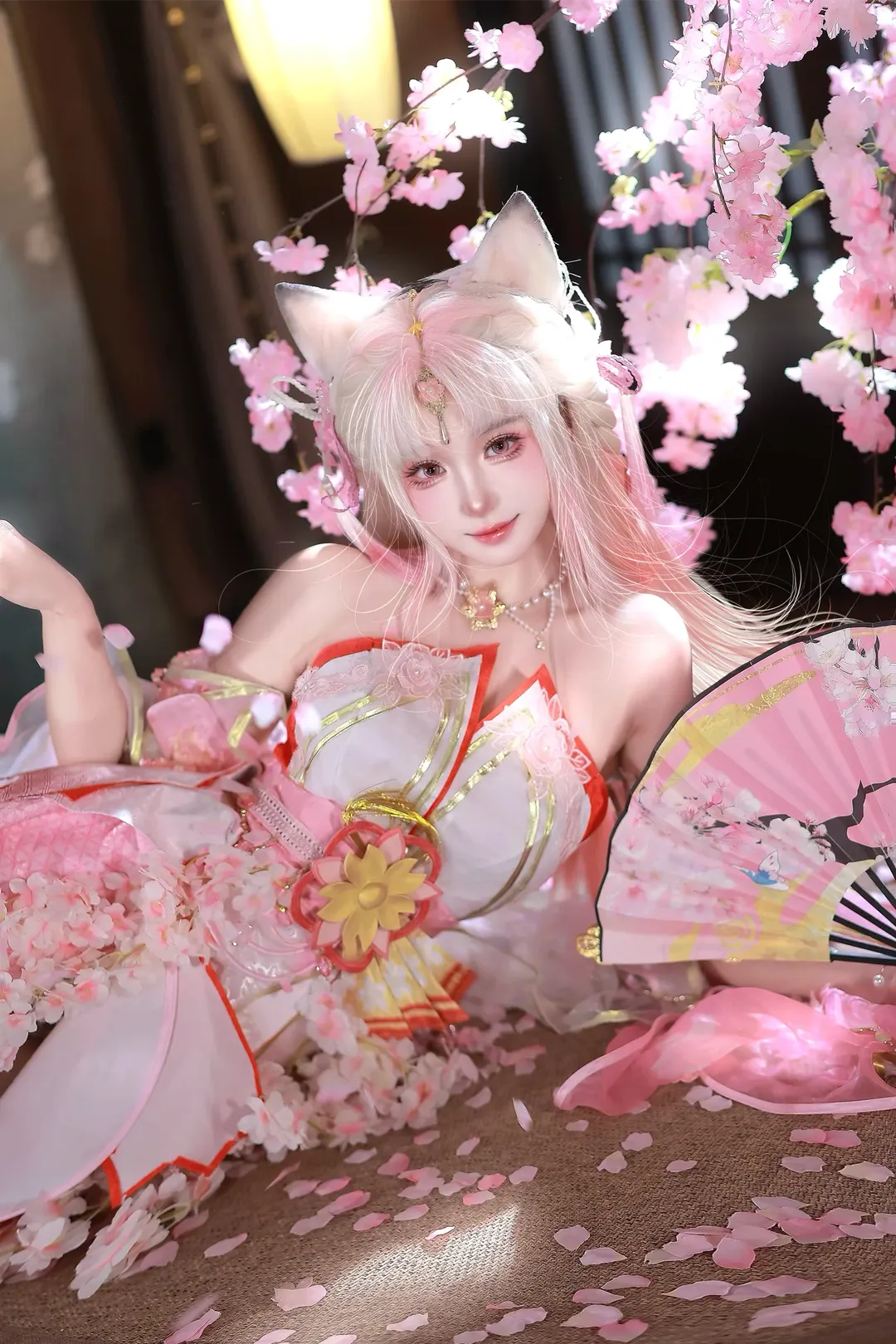 【胡桃cos】永劫无间土御门胡桃樱云天女，狐耳与樱花下的展现 - 第 3 张