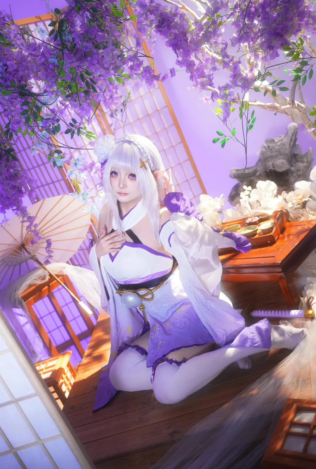 【愛蜜莉雅cos】從零開始的異世界生活，紫藤花下的和風少女 - 第 1 張