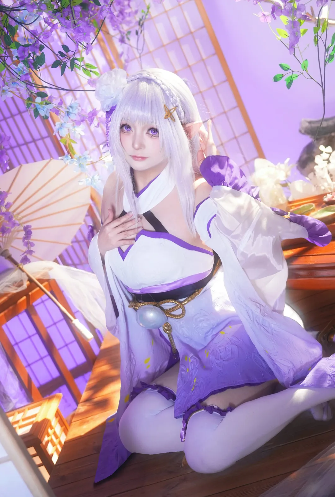 【愛蜜莉雅cos】從零開始的異世界生活，紫藤花下的和風少女 - 第 2 張